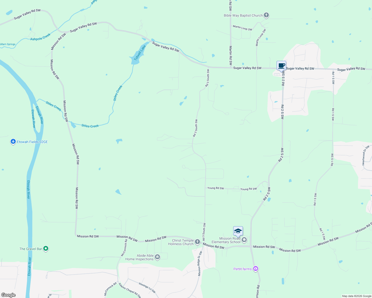 map of restaurants, bars, coffee shops, grocery stores, and more near 182 Road 3 South Southwest in Cartersville