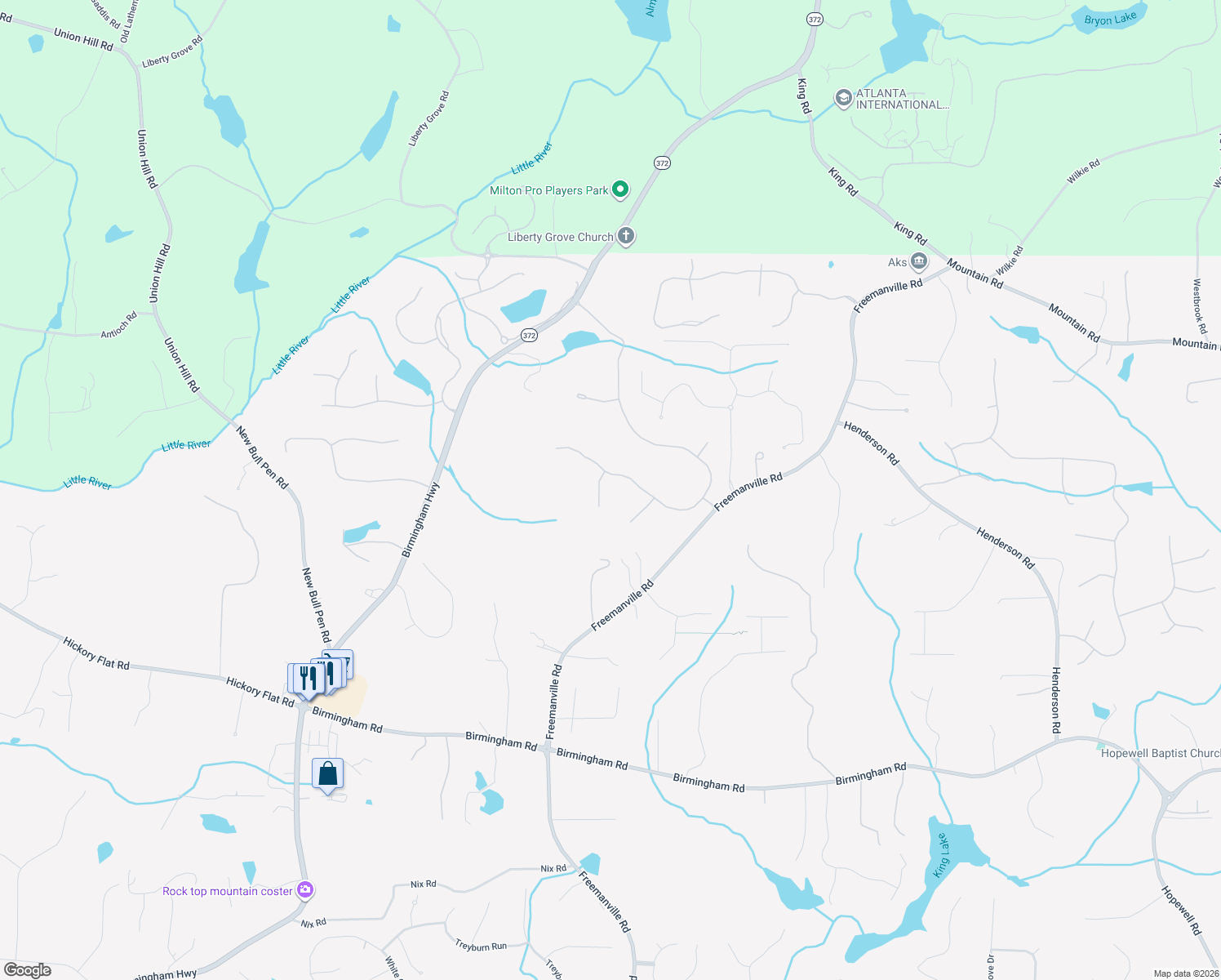 map of restaurants, bars, coffee shops, grocery stores, and more near 16505 Quayside Drive in Milton