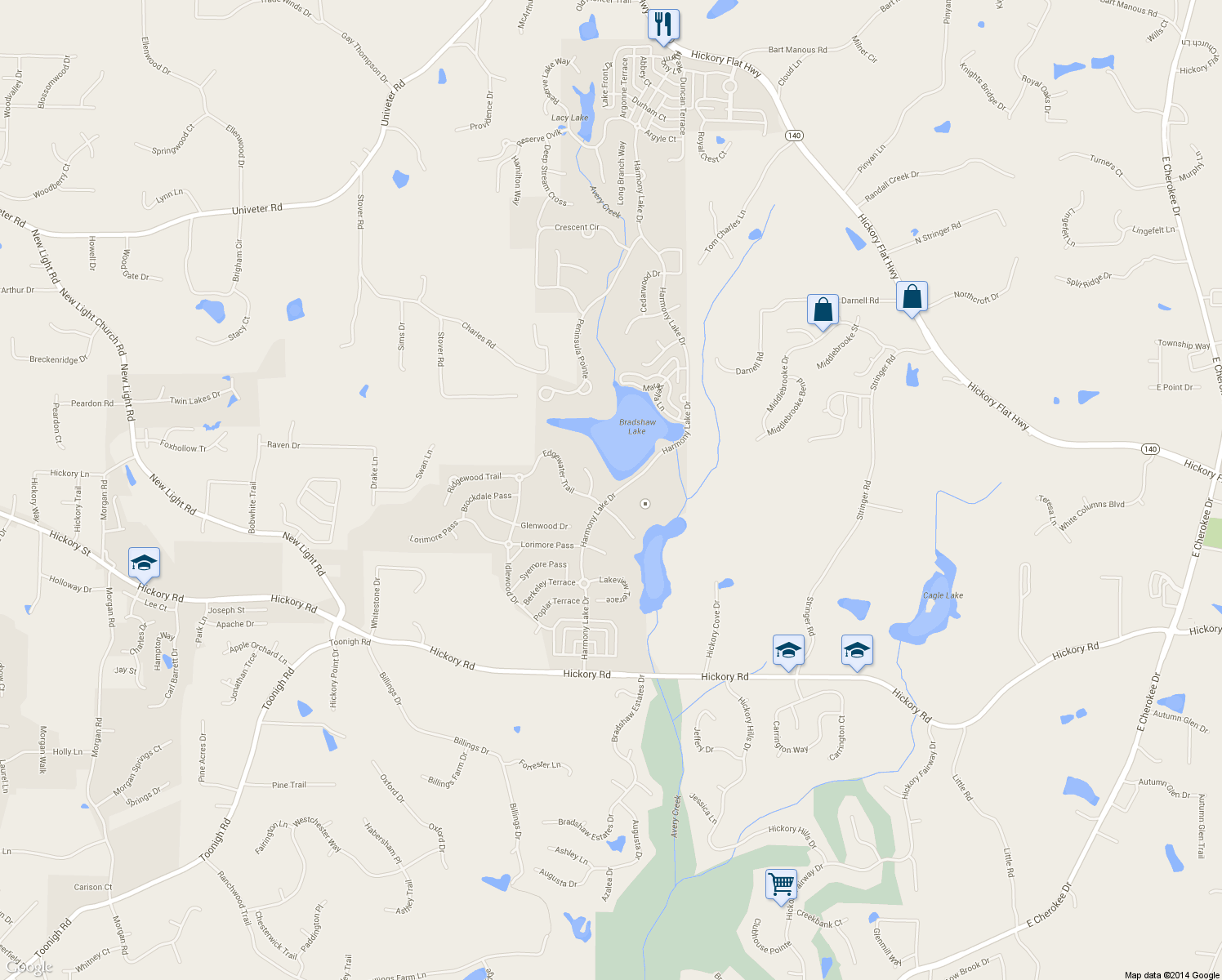 map of restaurants, bars, coffee shops, grocery stores, and more near 320 Harmony Lake Dr in Canton