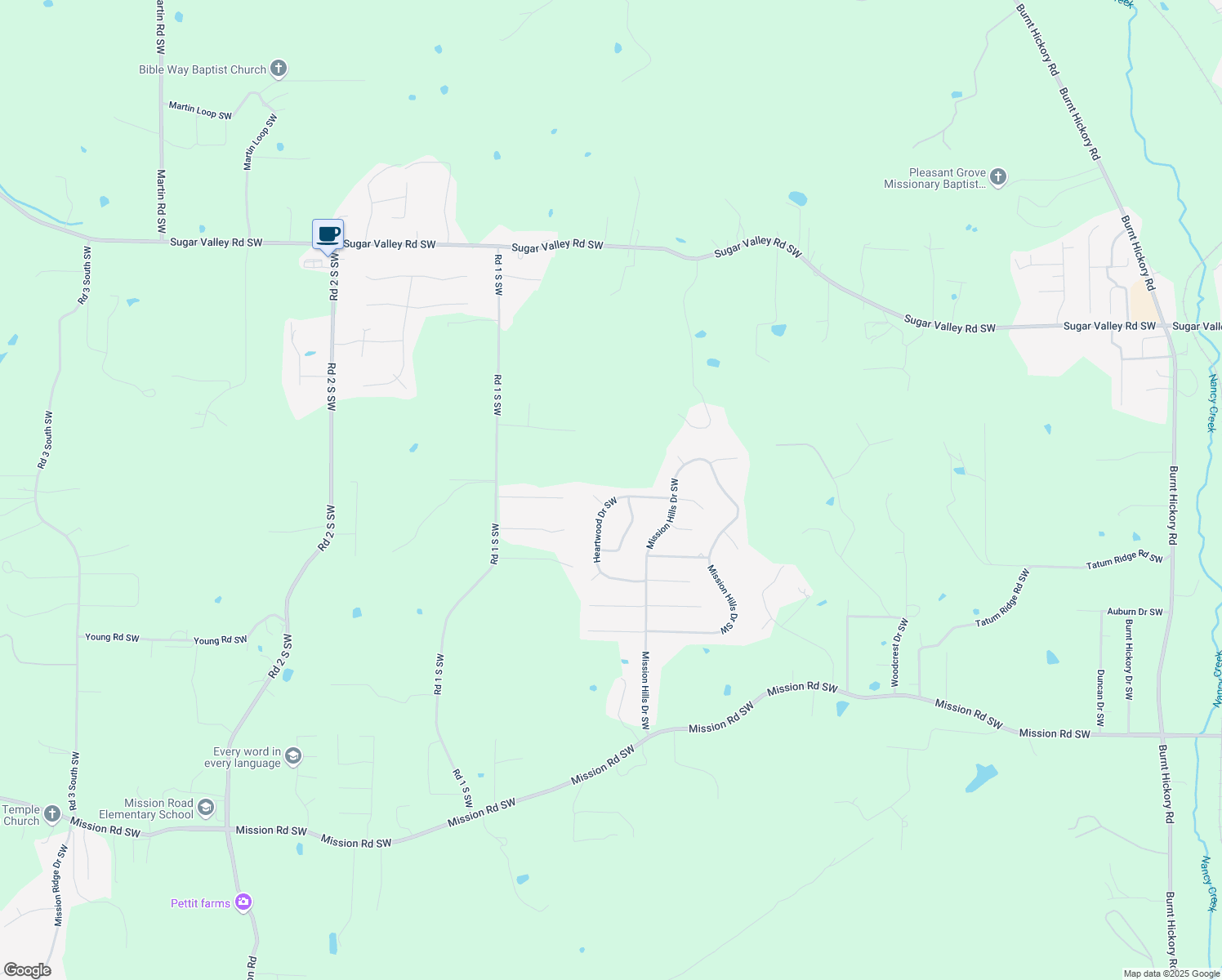 map of restaurants, bars, coffee shops, grocery stores, and more near 33 Heartwood Drive Southwest in Cartersville
