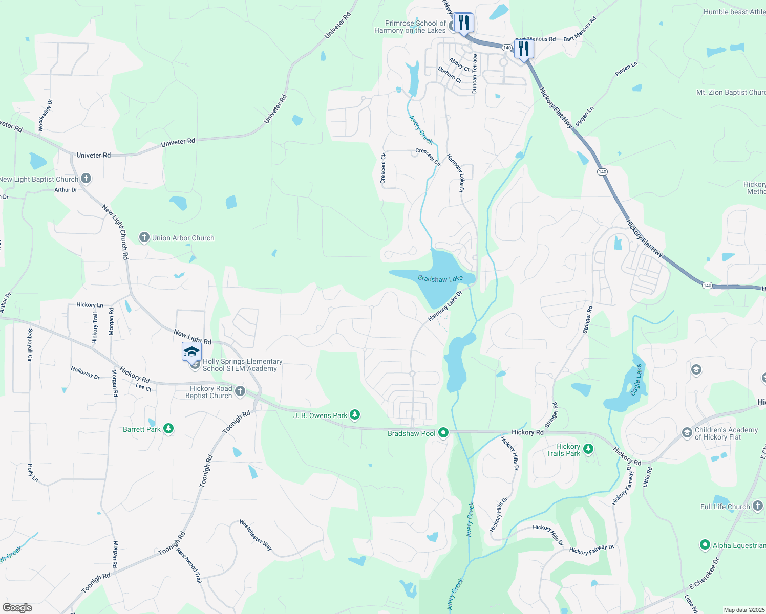 map of restaurants, bars, coffee shops, grocery stores, and more near 155 Edgewater Trail in Canton