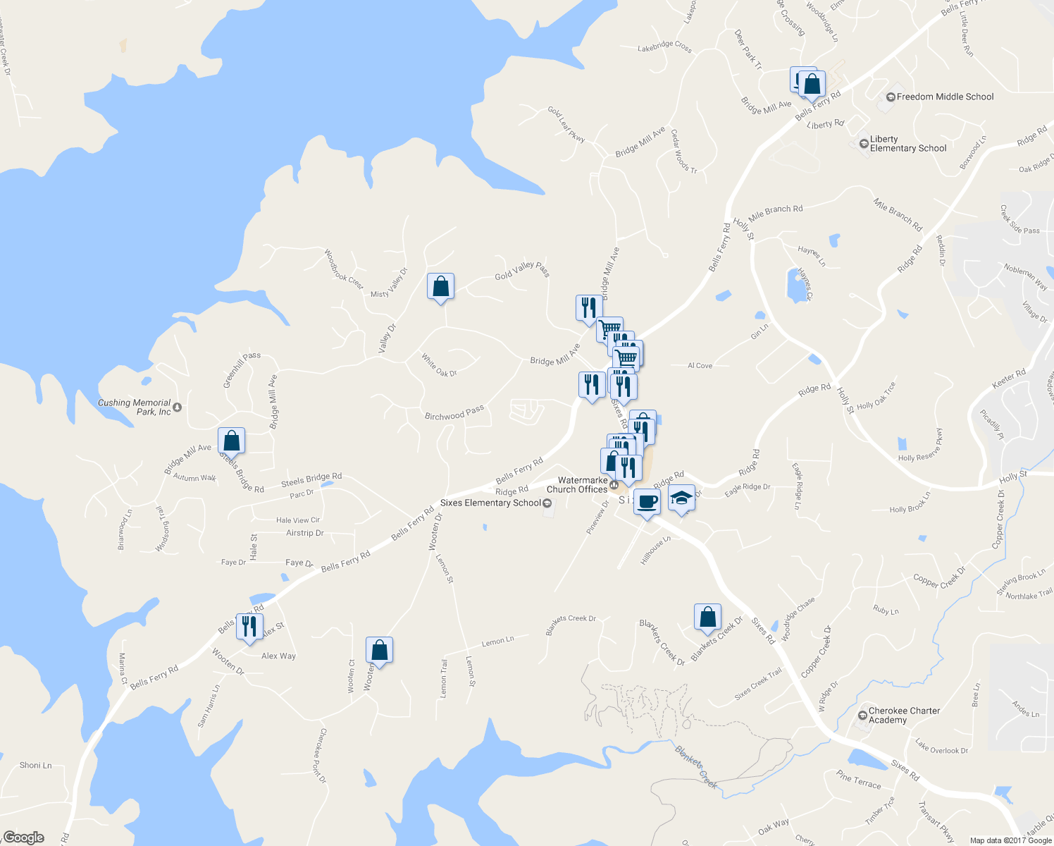 map of restaurants, bars, coffee shops, grocery stores, and more near 272 Trecastle Square in Canton
