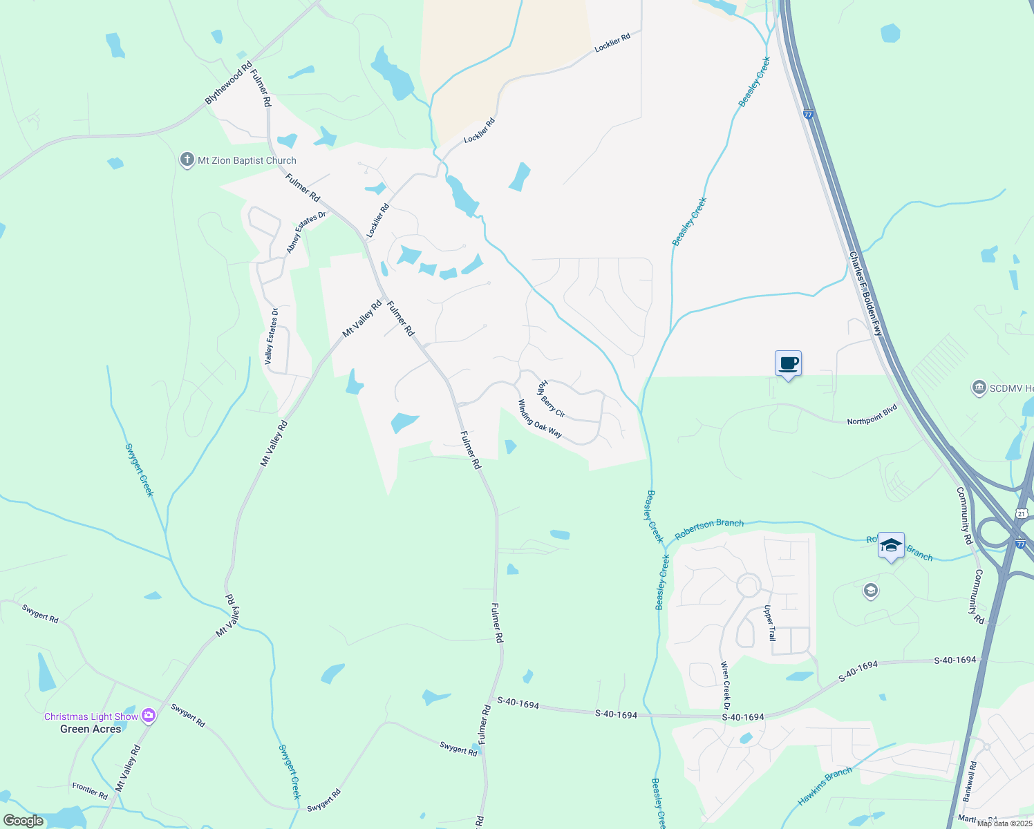 map of restaurants, bars, coffee shops, grocery stores, and more near 208 Winding Oak Way in Blythewood