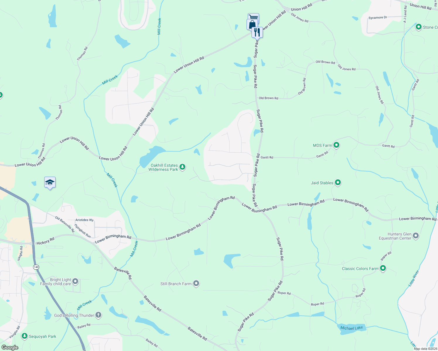 map of restaurants, bars, coffee shops, grocery stores, and more near 1022 Sugar Pike Way in Canton