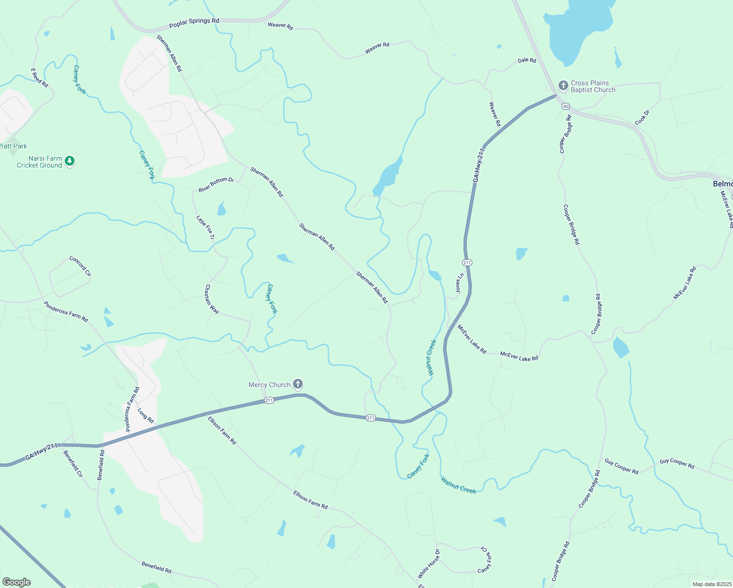 map of restaurants, bars, coffee shops, grocery stores, and more near 4892 Sherman Allen Road in Gainesville