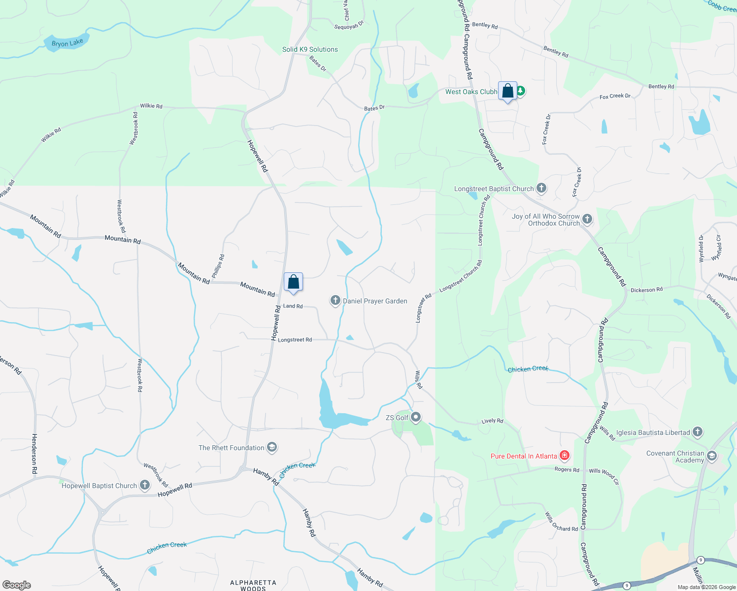 map of restaurants, bars, coffee shops, grocery stores, and more near 3113 Balley Forrest Drive in Alpharetta