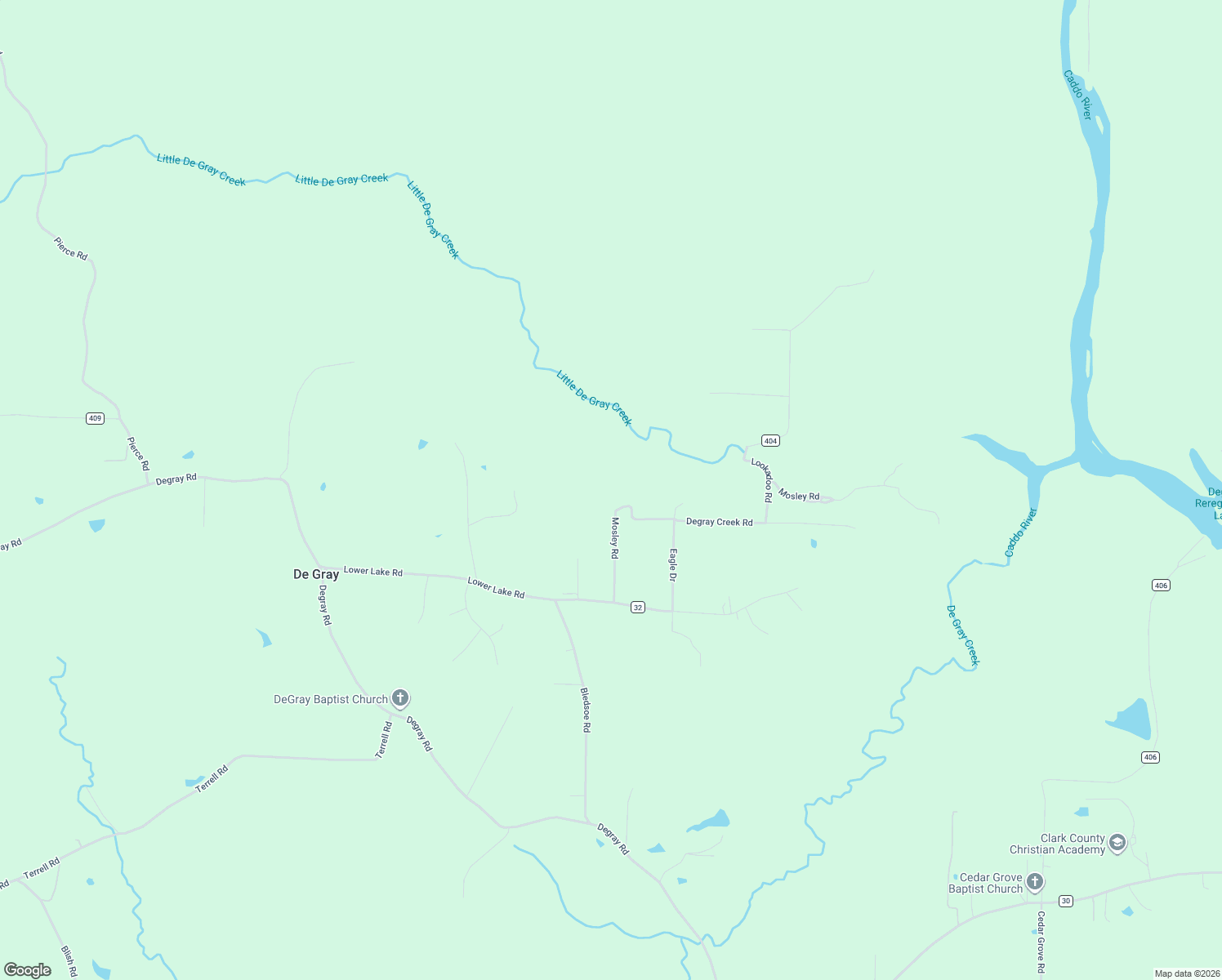 map of restaurants, bars, coffee shops, grocery stores, and more near 83 Mosley Road in Arkadelphia