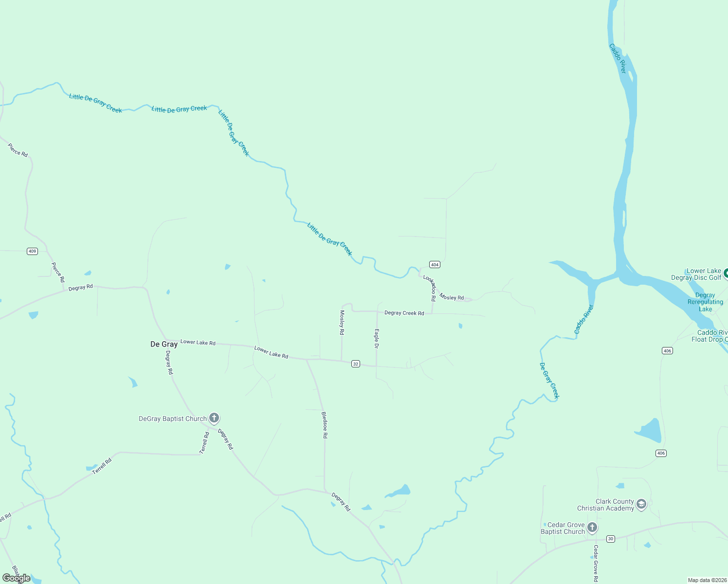 map of restaurants, bars, coffee shops, grocery stores, and more near 83 Mosley Road in Arkadelphia