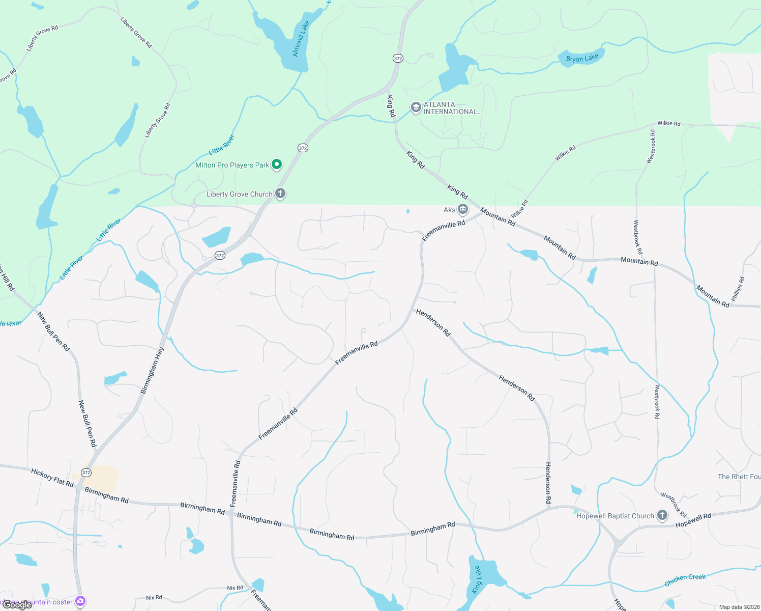 map of restaurants, bars, coffee shops, grocery stores, and more near 1765 Horsham Trail in Alpharetta