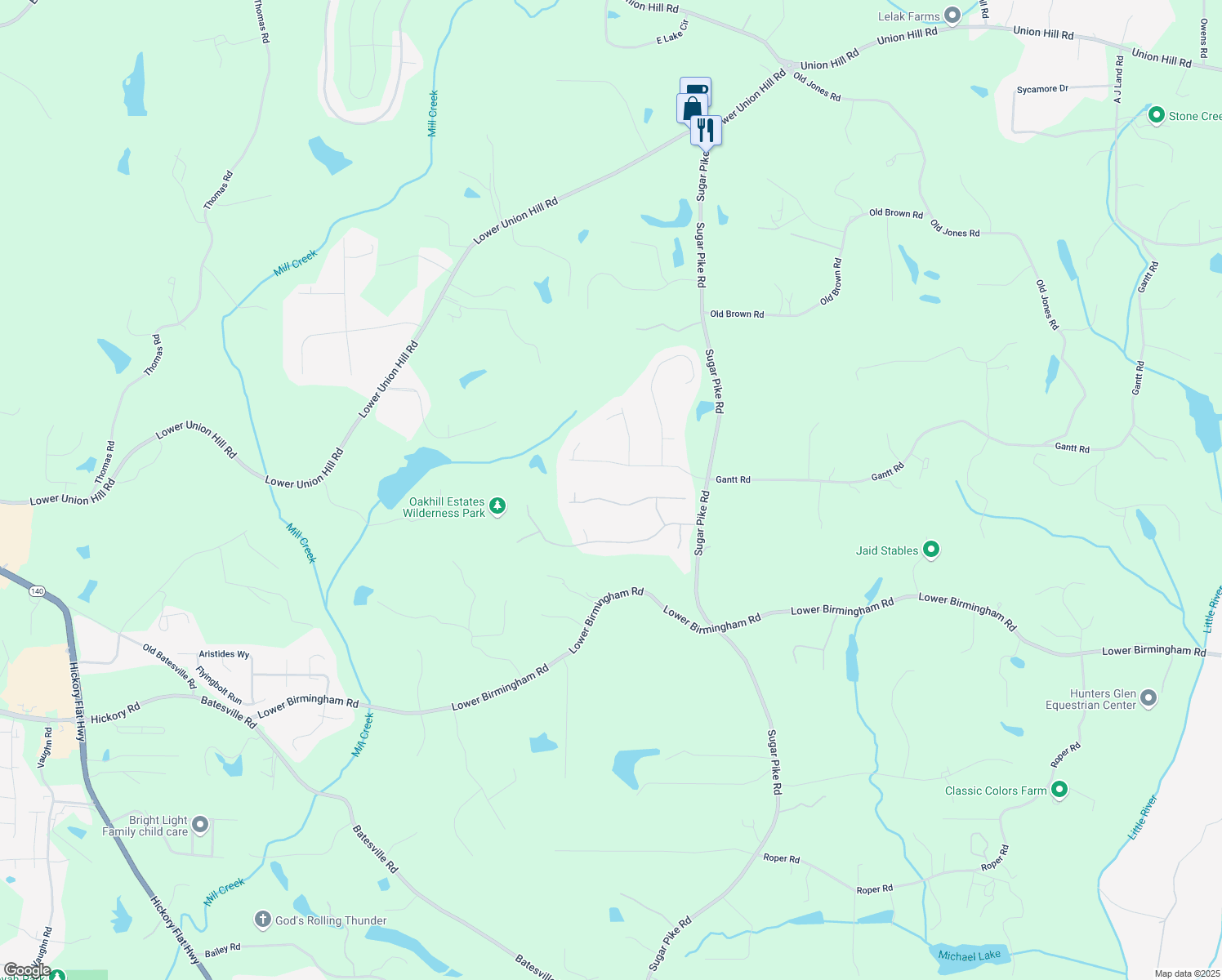 map of restaurants, bars, coffee shops, grocery stores, and more near 313 Oak Hill Ln in Canton
