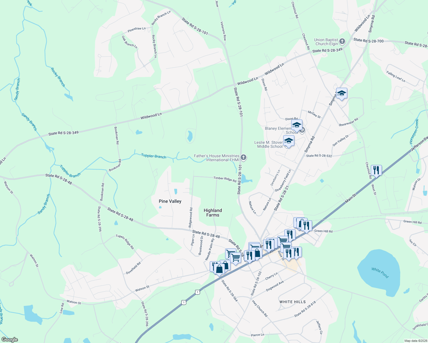 map of restaurants, bars, coffee shops, grocery stores, and more near 2508 Timber Ridge Road in Elgin