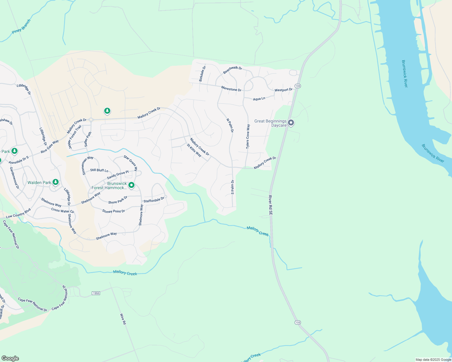 map of restaurants, bars, coffee shops, grocery stores, and more near 106 Caicos Court in Winnabow
