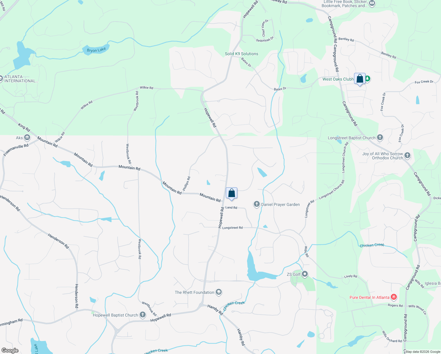 map of restaurants, bars, coffee shops, grocery stores, and more near 16480 Hopewell Road in Alpharetta