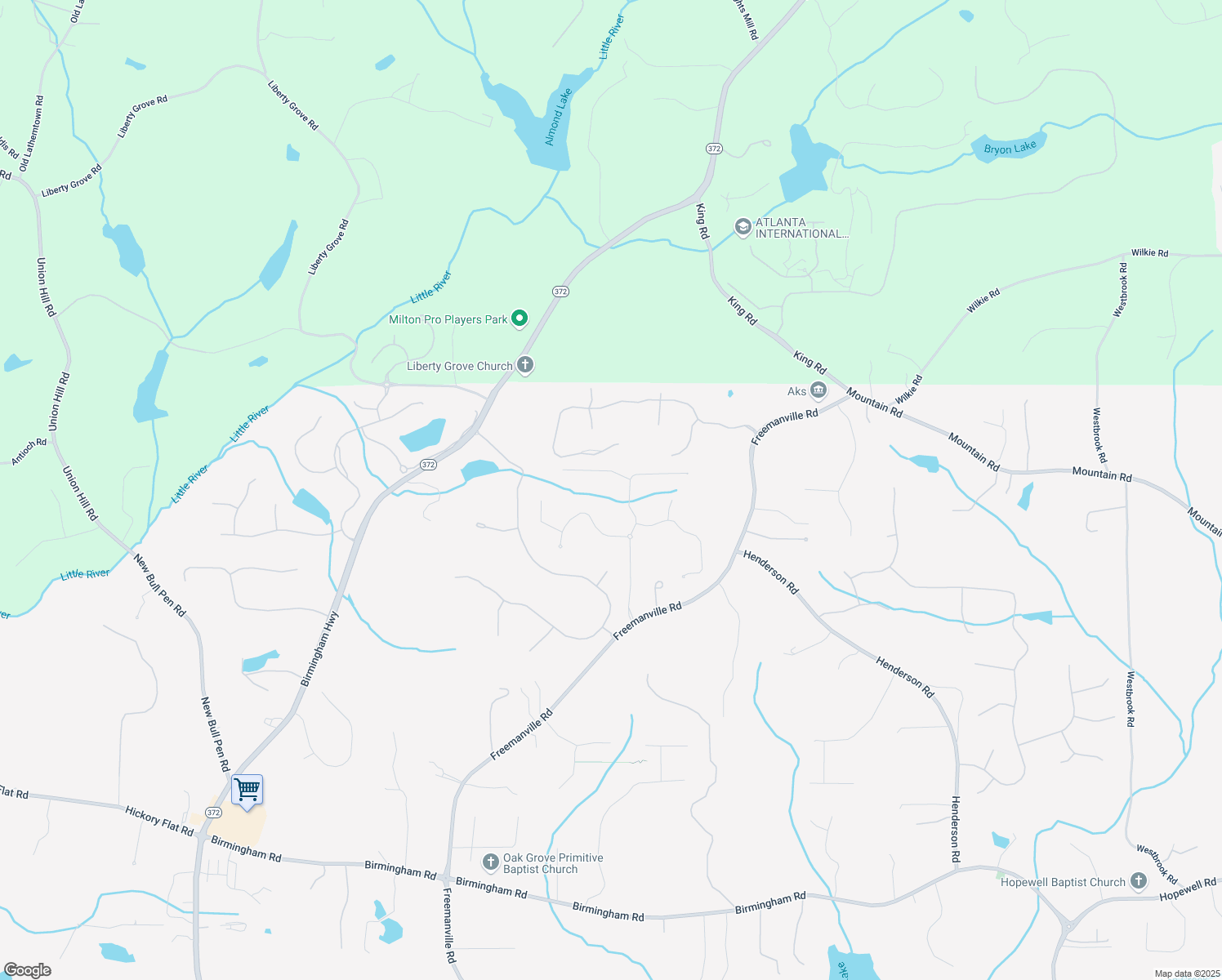 map of restaurants, bars, coffee shops, grocery stores, and more near 16350 Laconia Lane in Alpharetta