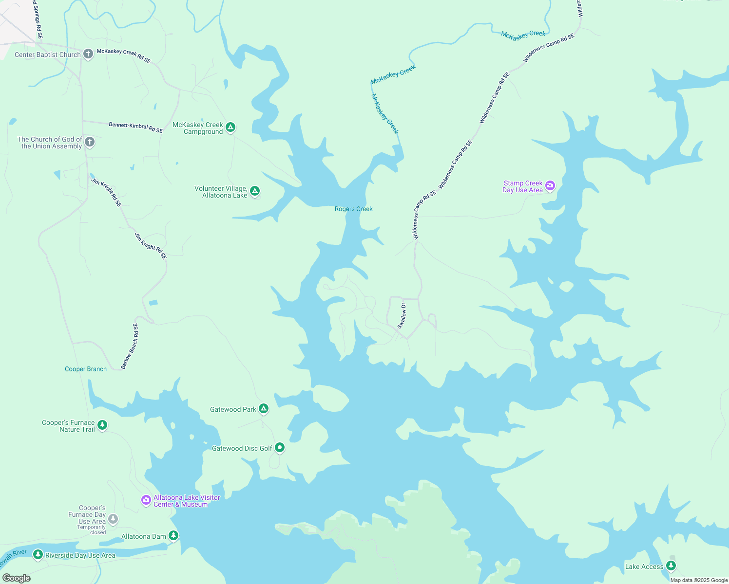 map of restaurants, bars, coffee shops, grocery stores, and more near 32 Blue Bird Circle Southeast in White