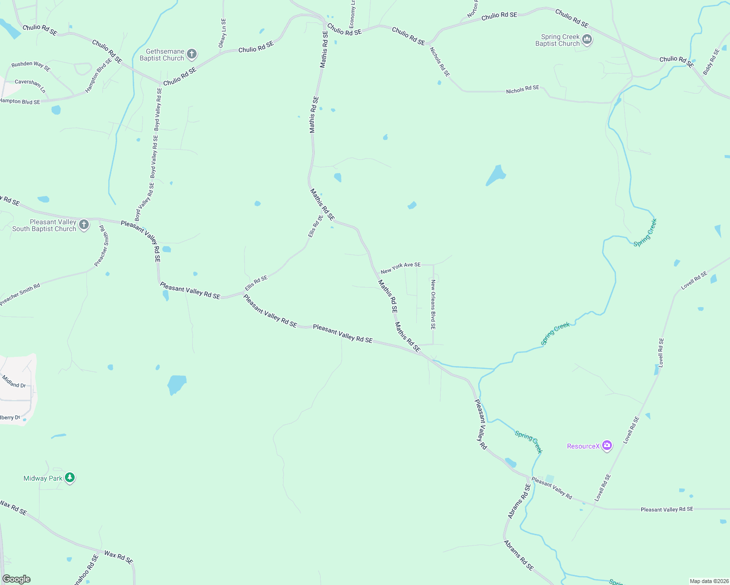 map of restaurants, bars, coffee shops, grocery stores, and more near 1518 Mathis Road Southeast in Rome
