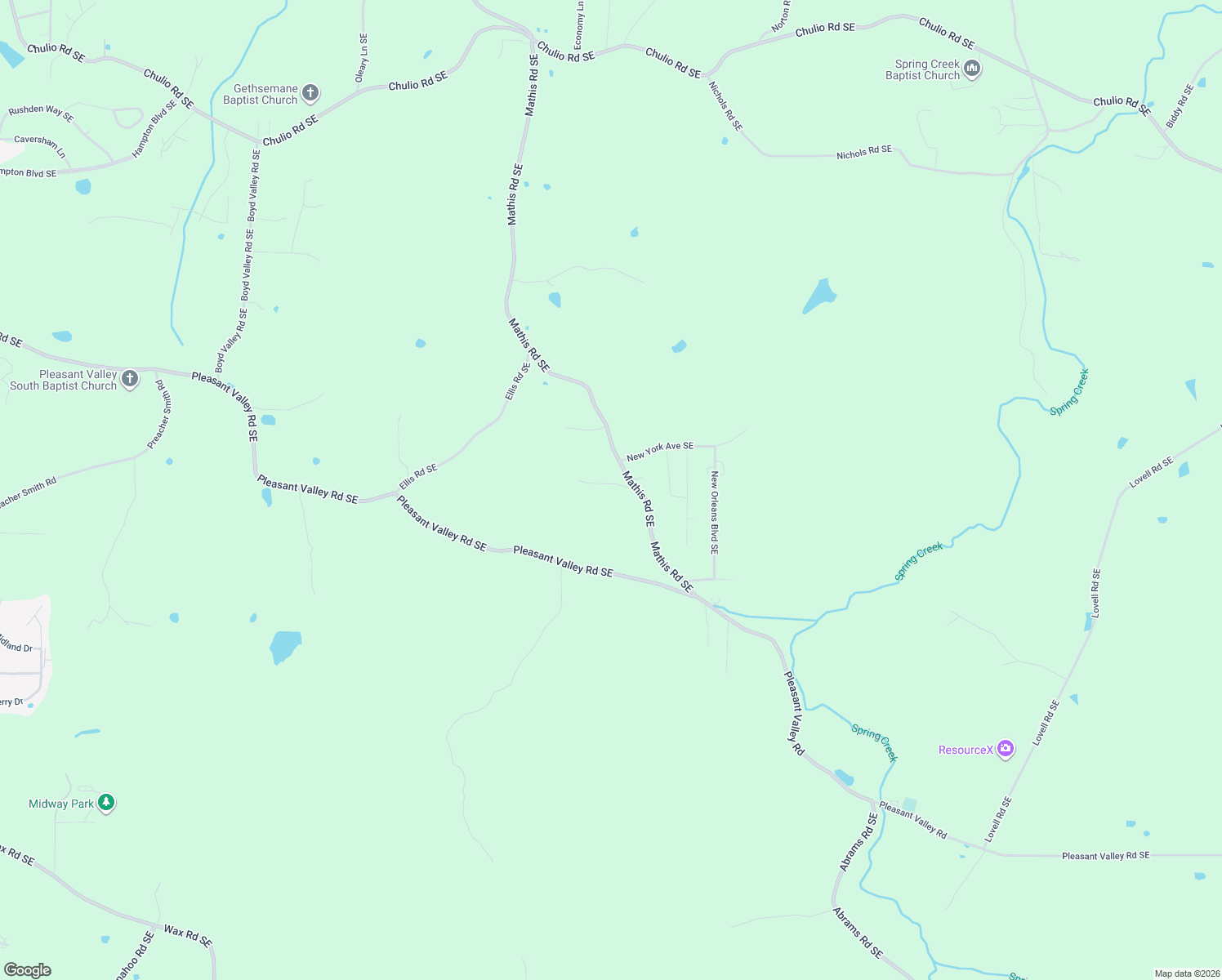 map of restaurants, bars, coffee shops, grocery stores, and more near 1518 Mathis Road Southeast in Rome