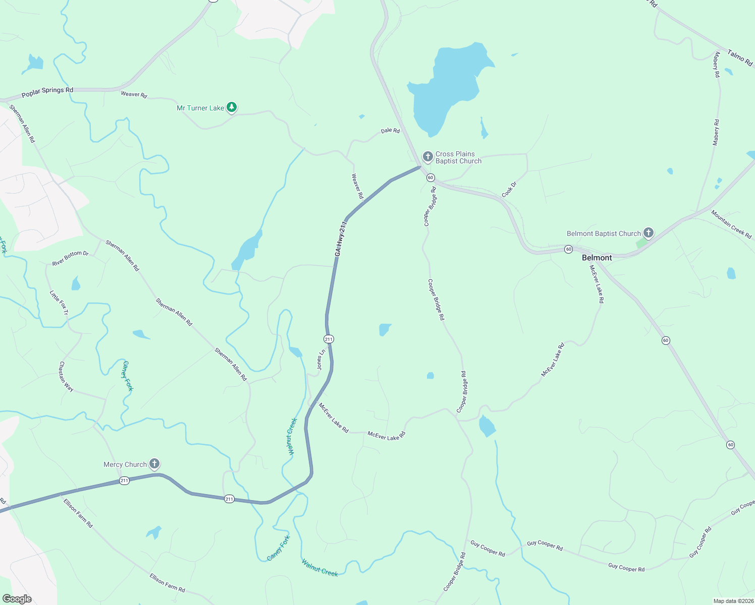 map of restaurants, bars, coffee shops, grocery stores, and more near 3325 Tanners Mill Rd in Gainesville