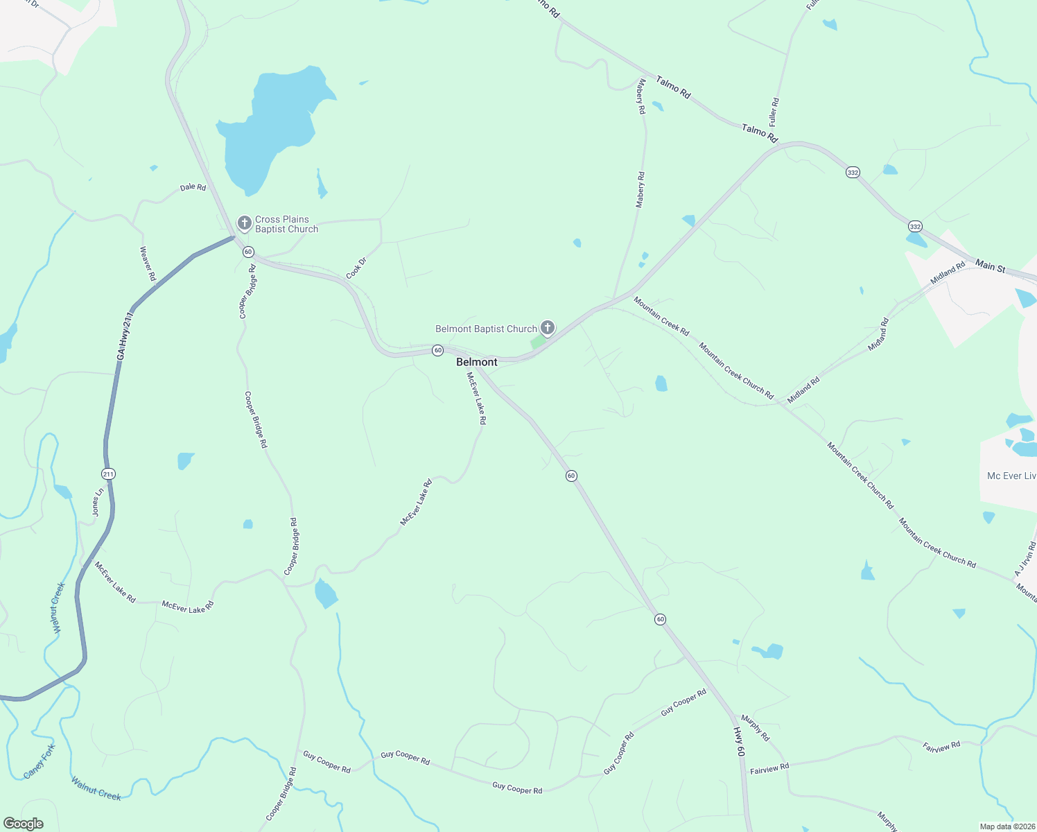 map of restaurants, bars, coffee shops, grocery stores, and more near 3648 Candler Road in Pendergrass