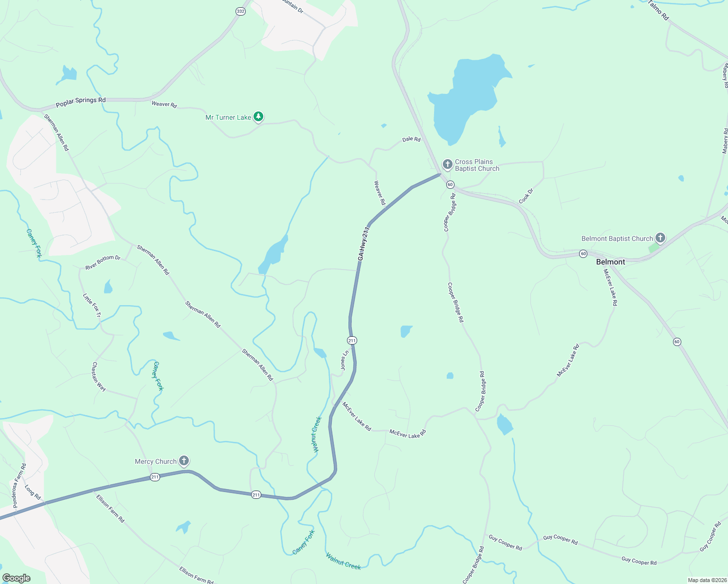 map of restaurants, bars, coffee shops, grocery stores, and more near 3334 Tanners Mill Road in Gainesville