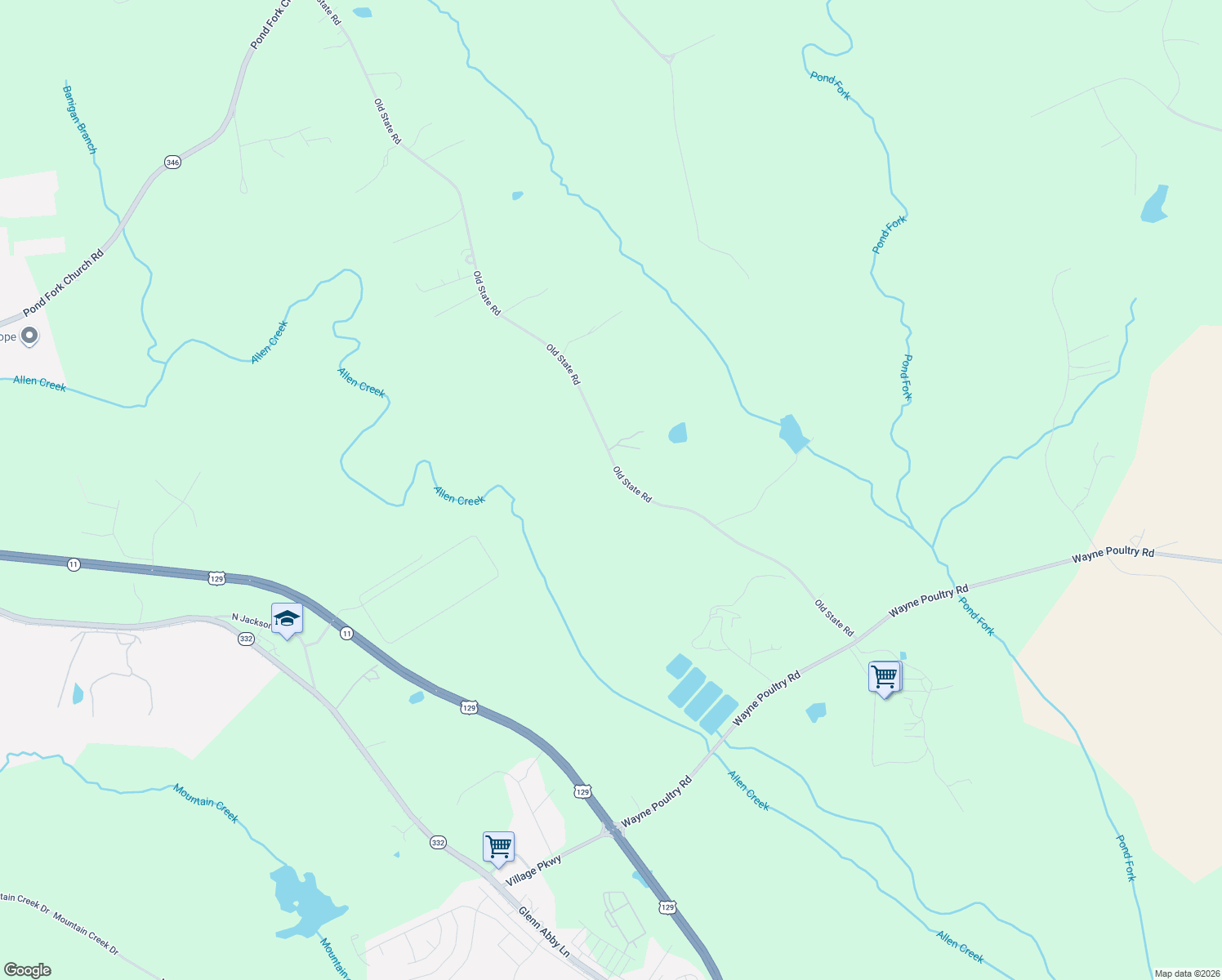 map of restaurants, bars, coffee shops, grocery stores, and more near 879 Old State Road in Pendergrass