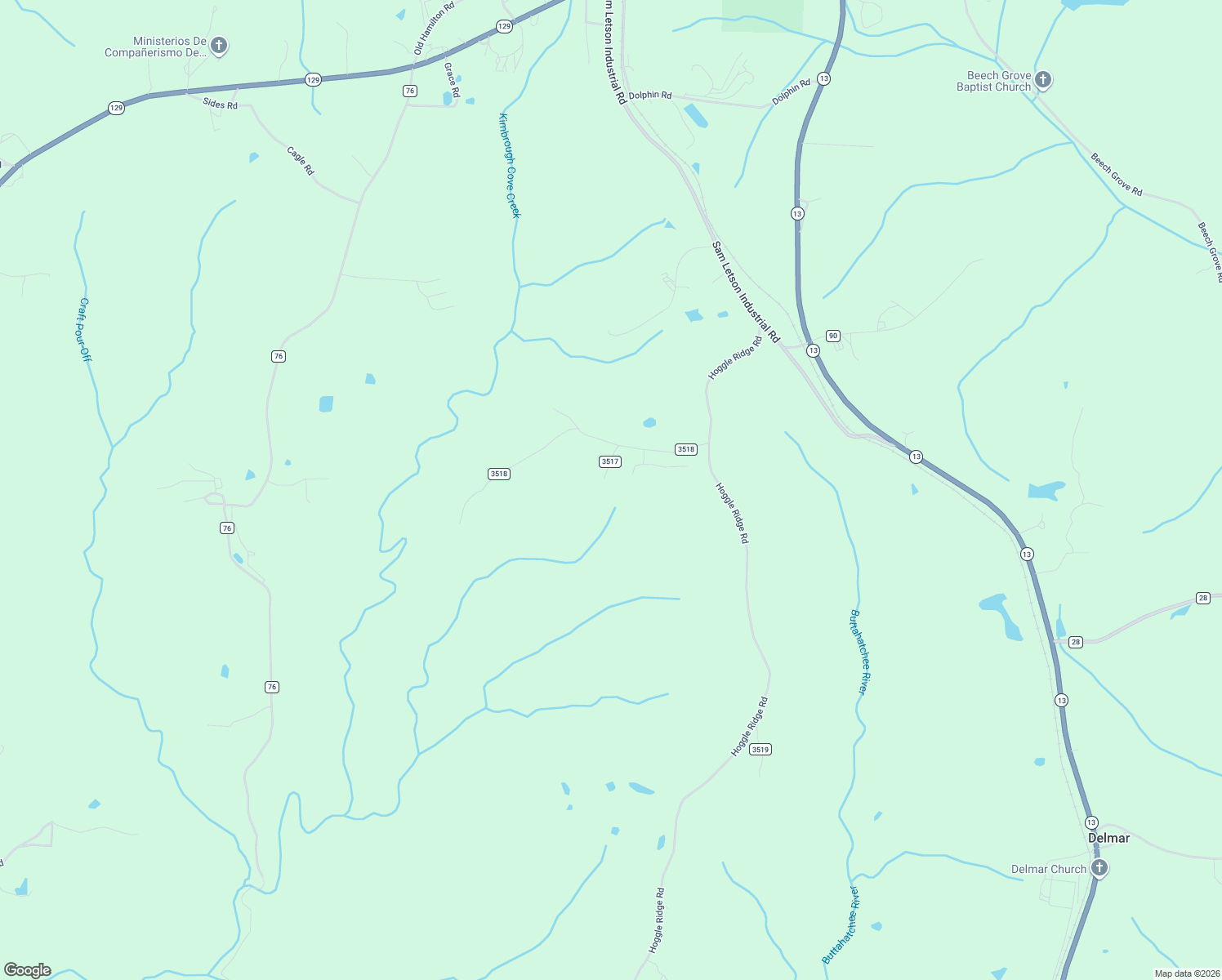 map of restaurants, bars, coffee shops, grocery stores, and more near 123 County Road 3517 in Haleyville