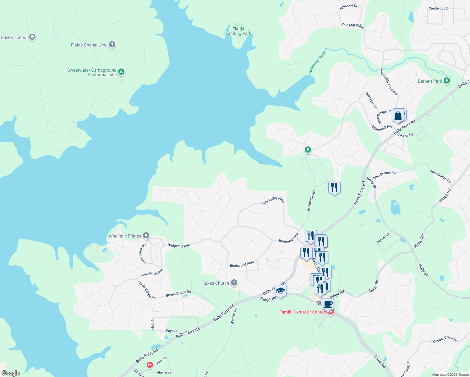 map of restaurants, bars, coffee shops, grocery stores, and more near 852 Valley Drive in Canton