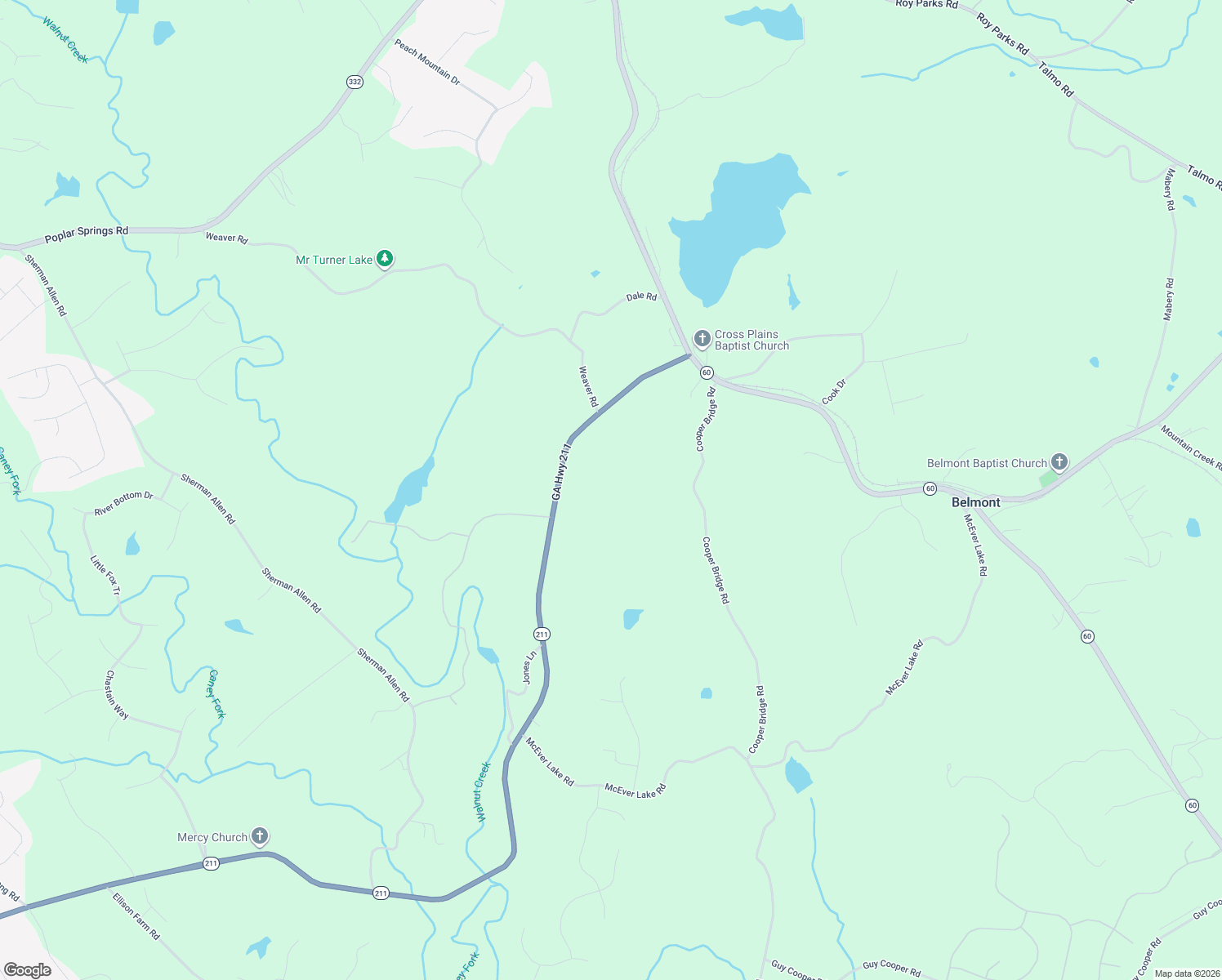 map of restaurants, bars, coffee shops, grocery stores, and more near 3263 Tanners Mill Road in Gainesville