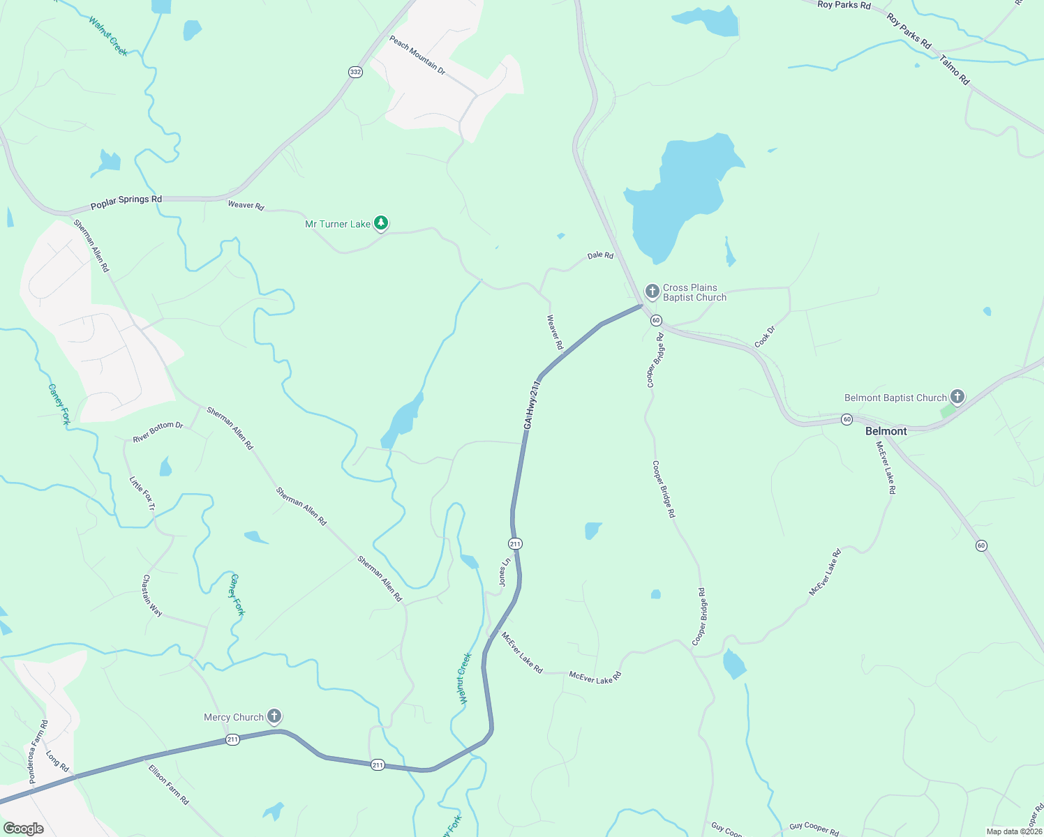 map of restaurants, bars, coffee shops, grocery stores, and more near 3264 Tanners Mill Road in Gainesville