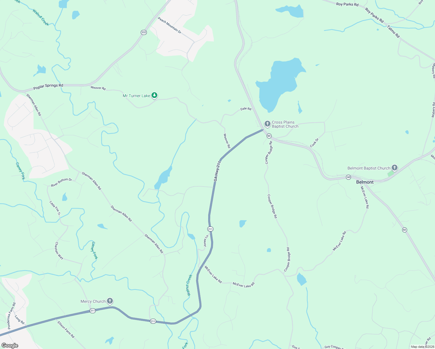 map of restaurants, bars, coffee shops, grocery stores, and more near 3264 Tanners Mill Road in Gainesville