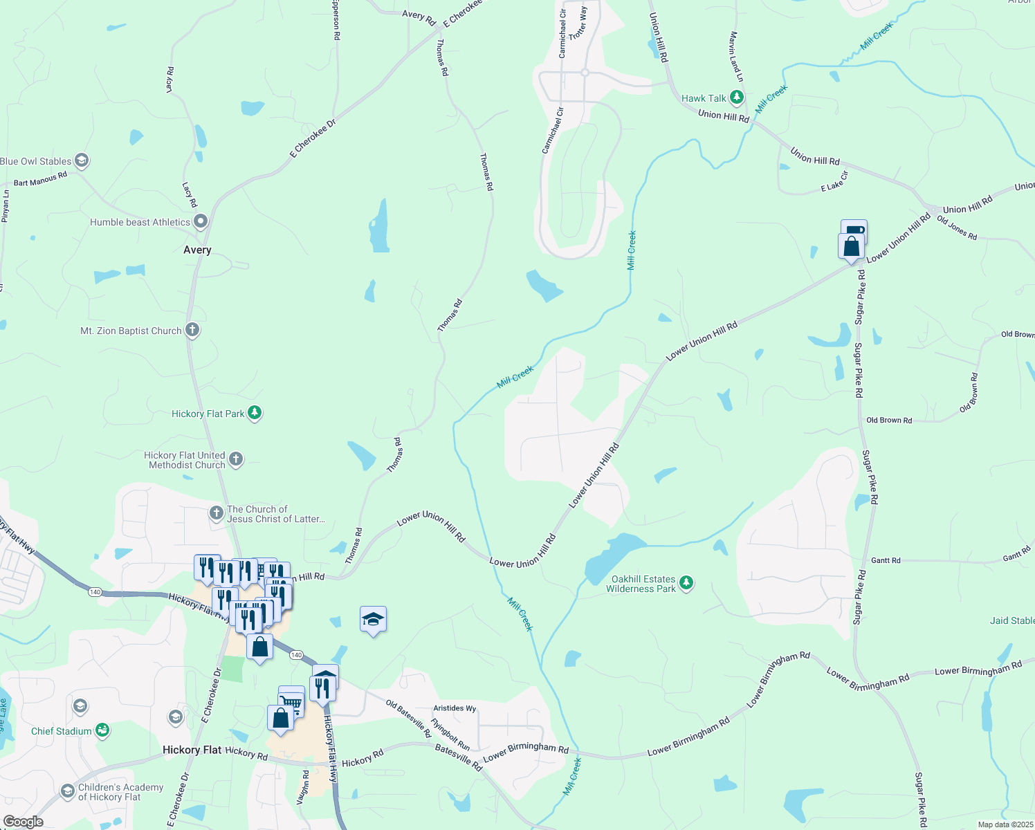 map of restaurants, bars, coffee shops, grocery stores, and more near 2170 Jonquil Court in Canton