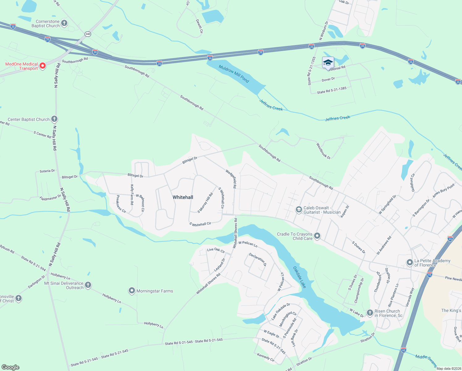 map of restaurants, bars, coffee shops, grocery stores, and more near 837 Wedgefield Road in Florence