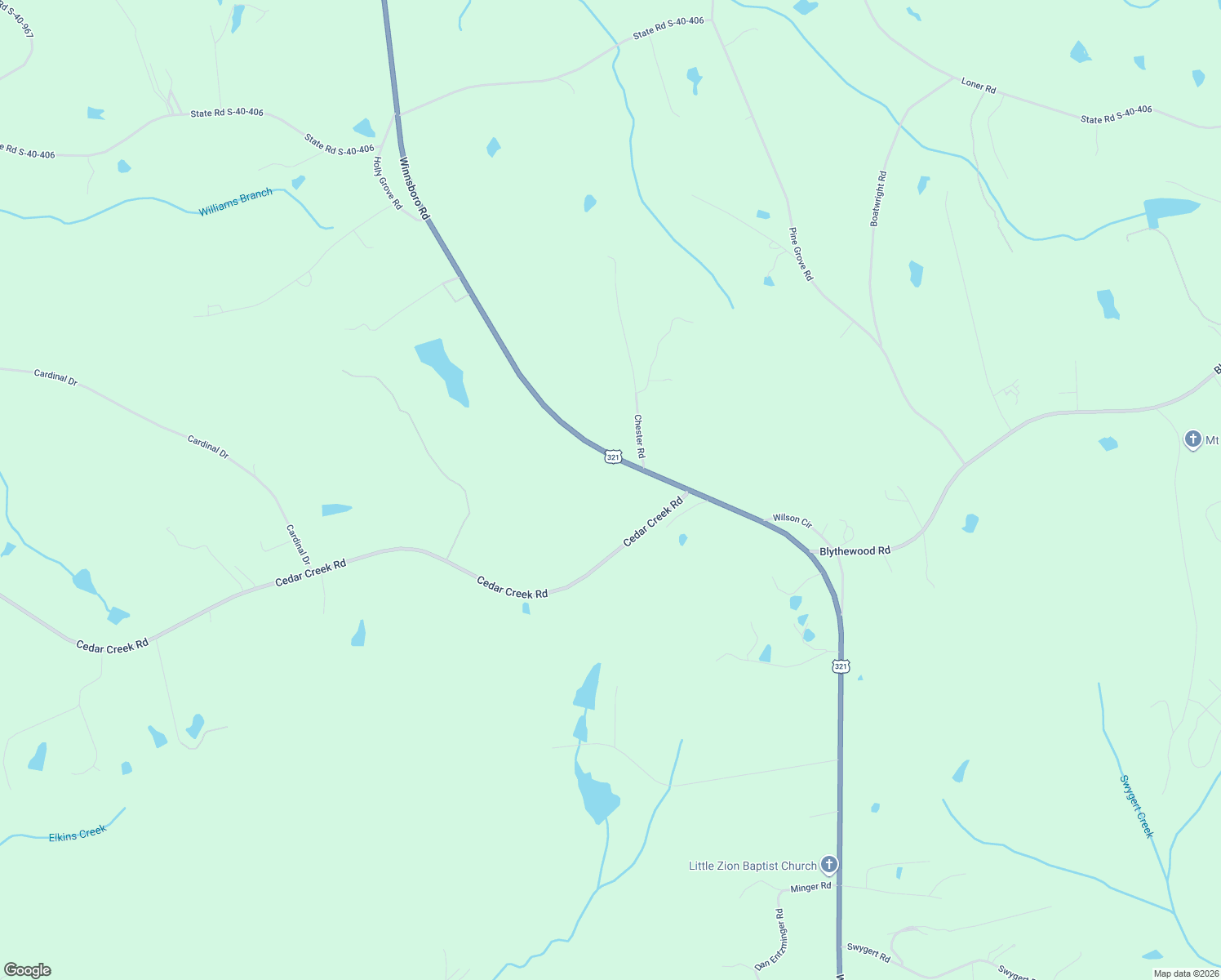 map of restaurants, bars, coffee shops, grocery stores, and more near 8399 Winnsboro Road in Blythewood