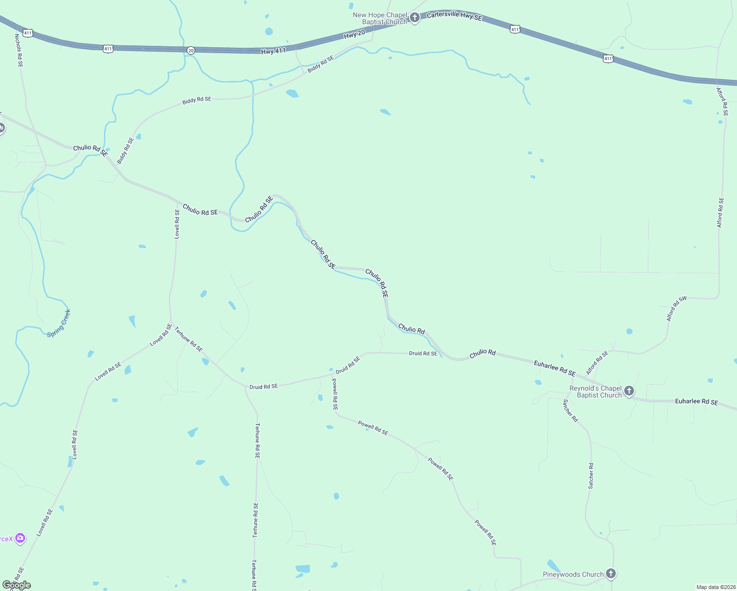 map of restaurants, bars, coffee shops, grocery stores, and more near Chulio Road in Rome