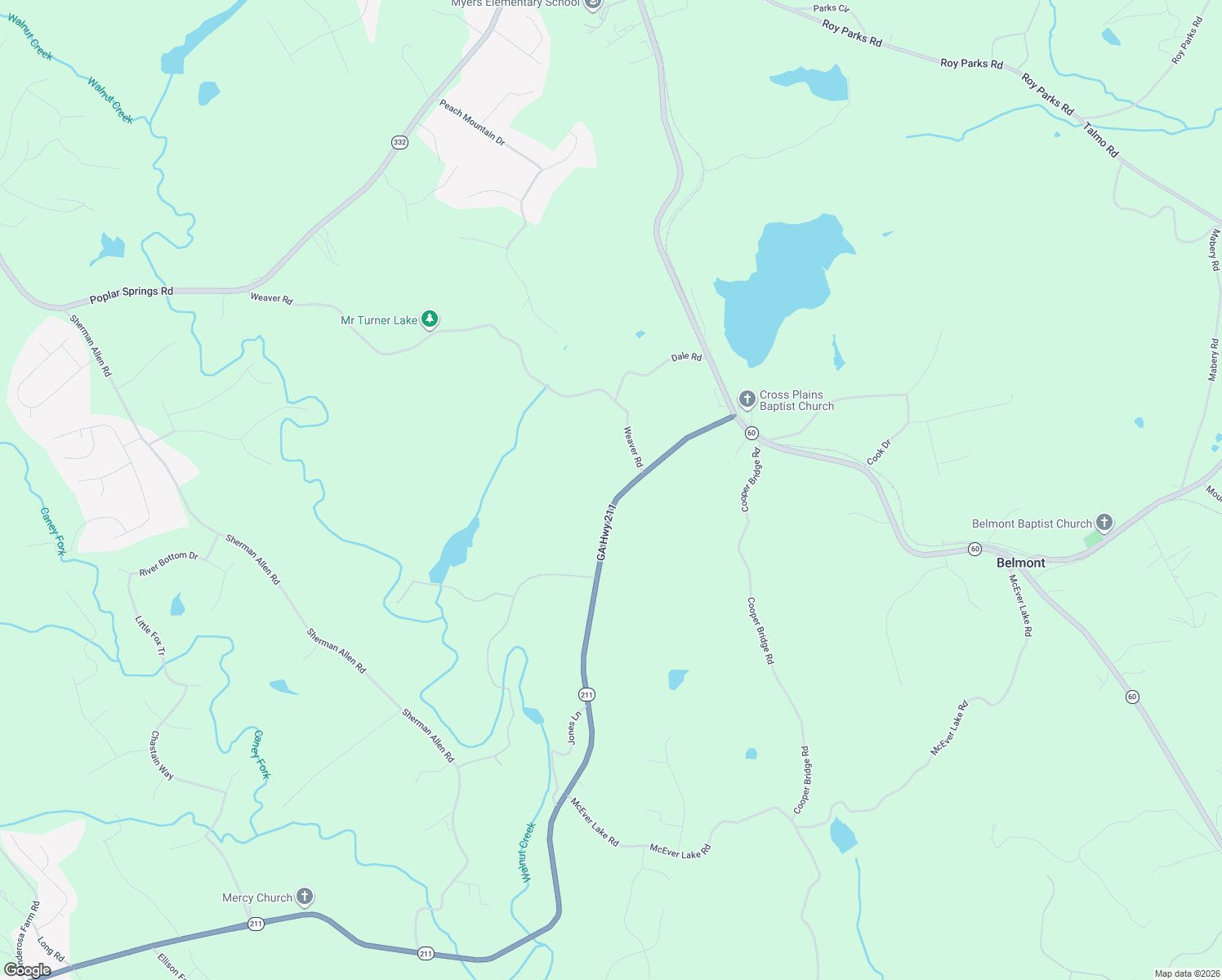 map of restaurants, bars, coffee shops, grocery stores, and more near 3232 Tanners Mill Rd in Gainesville