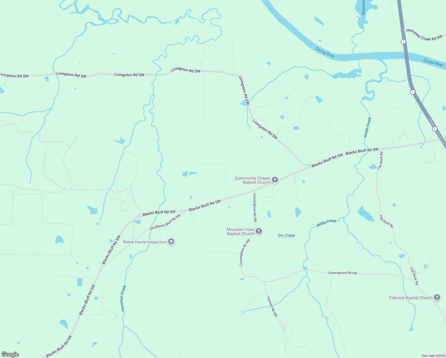 map of restaurants, bars, coffee shops, grocery stores, and more near 79 Boyd Rd SW in Rome