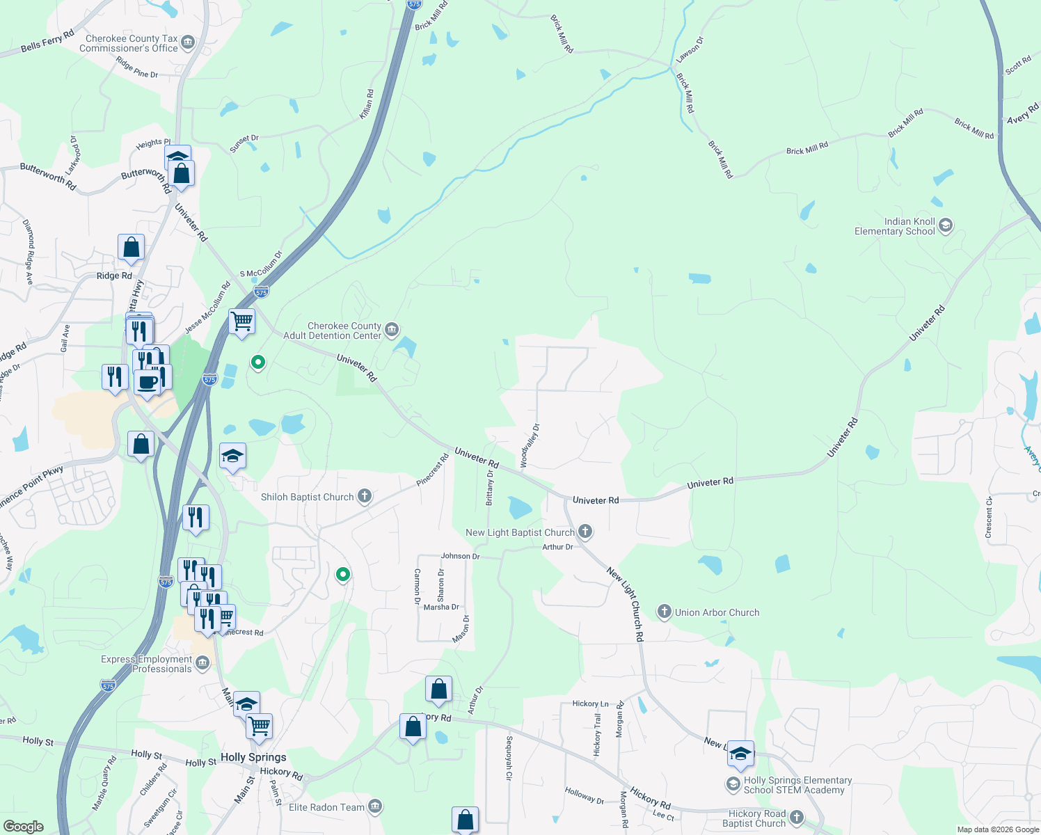 map of restaurants, bars, coffee shops, grocery stores, and more near 3305 Redberry Trail in Canton