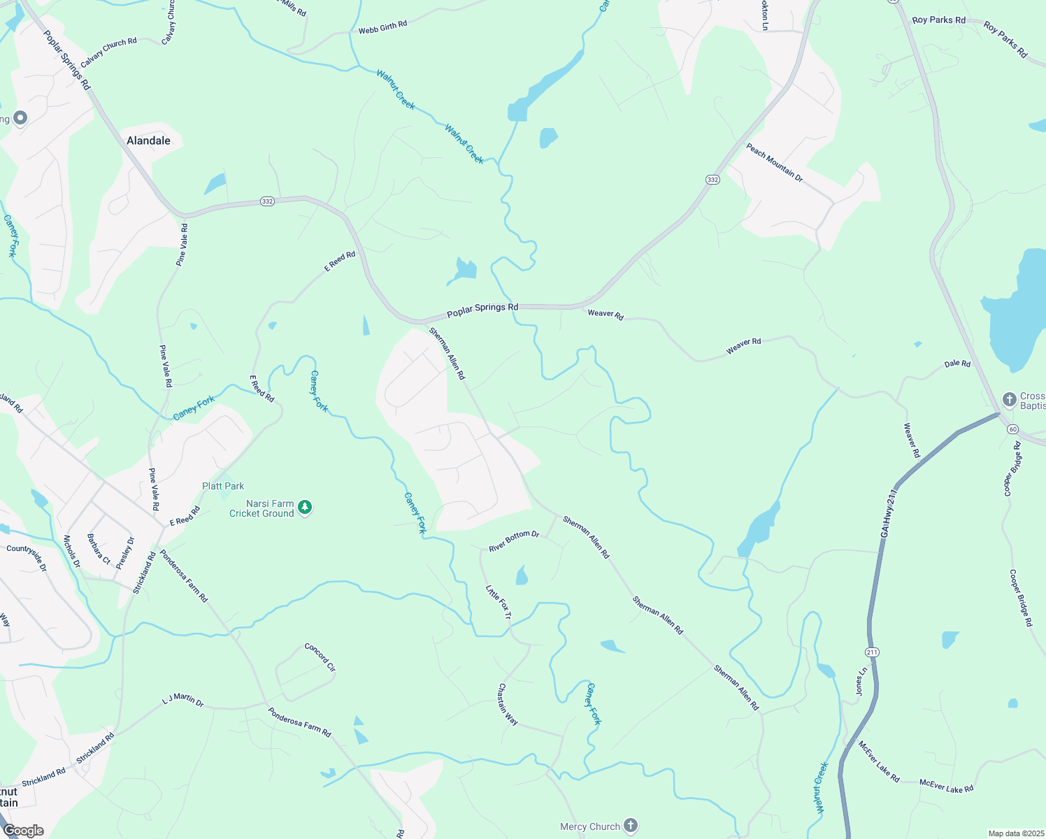 map of restaurants, bars, coffee shops, grocery stores, and more near 4706 Creek Wood Drive in Gainesville