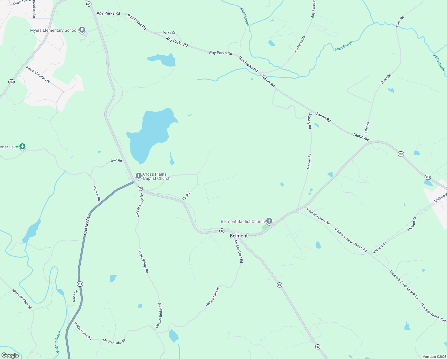 map of restaurants, bars, coffee shops, grocery stores, and more near 3452 Young Drive in Gainesville