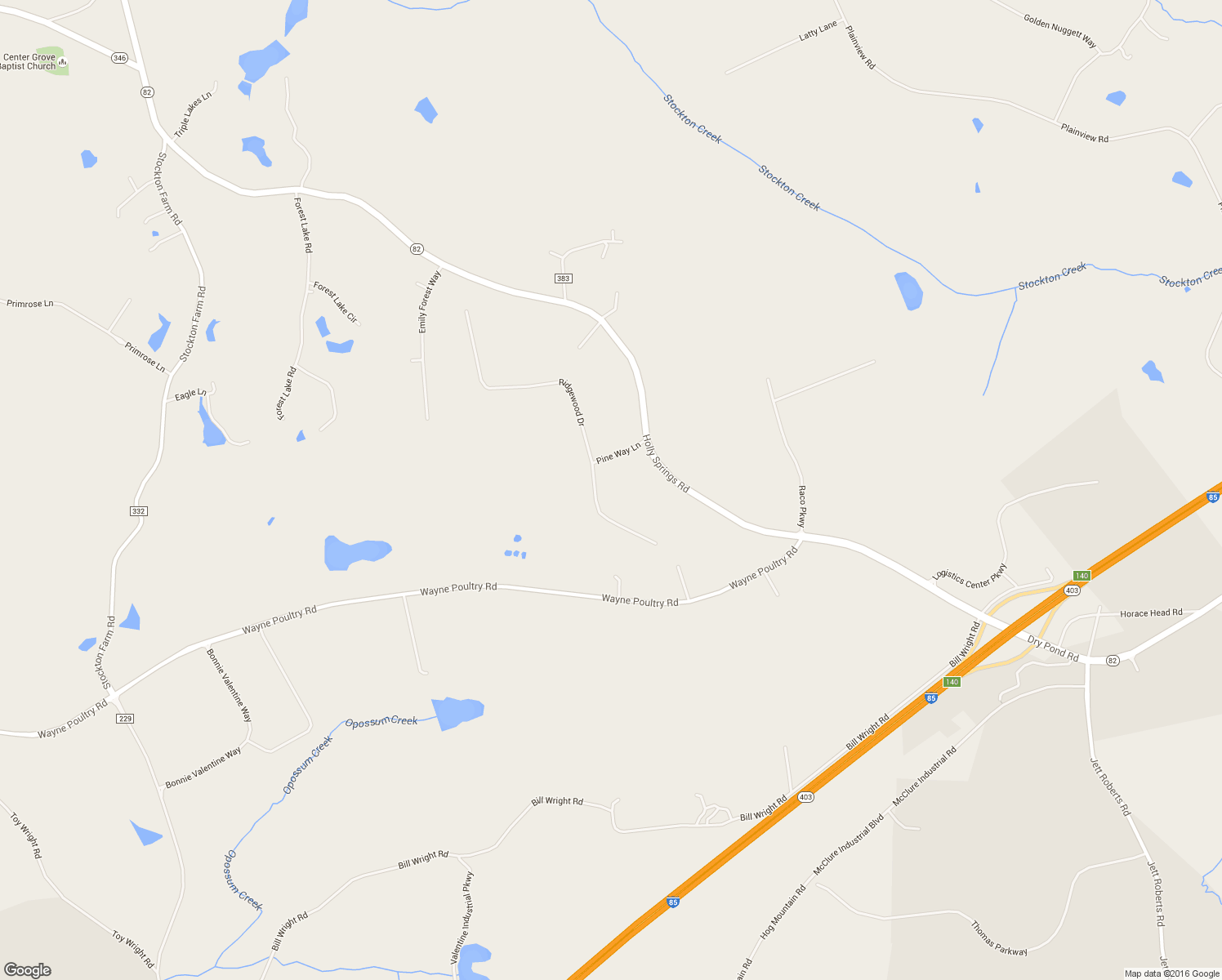 map of restaurants, bars, coffee shops, grocery stores, and more near 386 Ridgewood Drive in Pendergrass