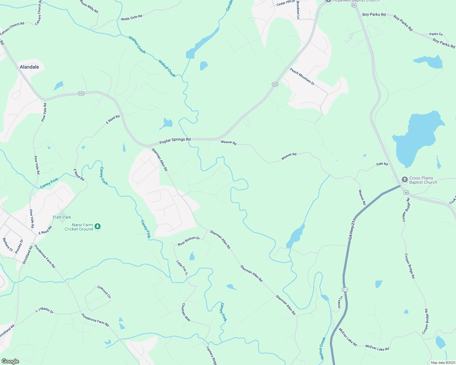 map of restaurants, bars, coffee shops, grocery stores, and more near 4725 Walnut Bend Drive in Gainesville