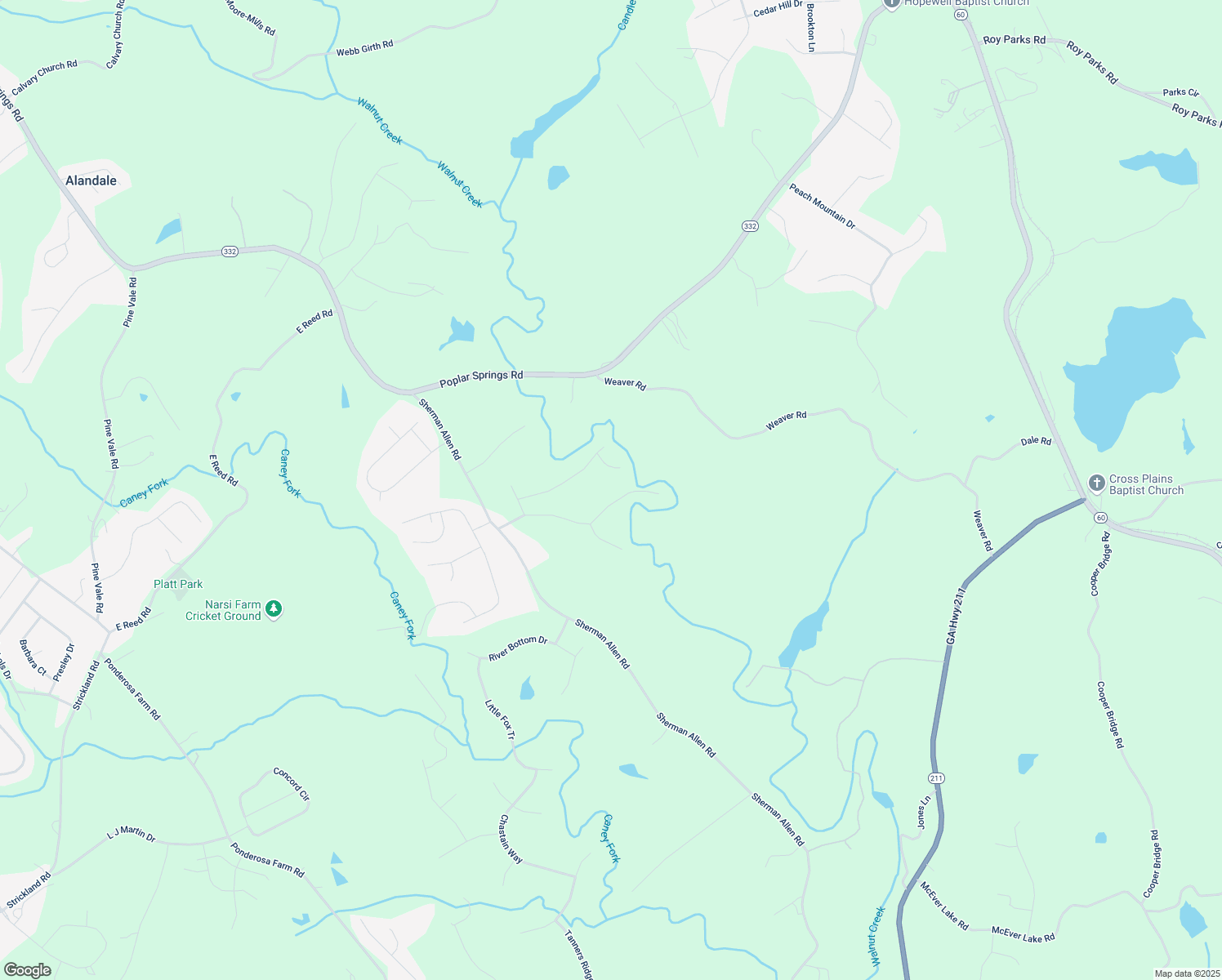 map of restaurants, bars, coffee shops, grocery stores, and more near 4725 Walnut Bend Drive in Gainesville