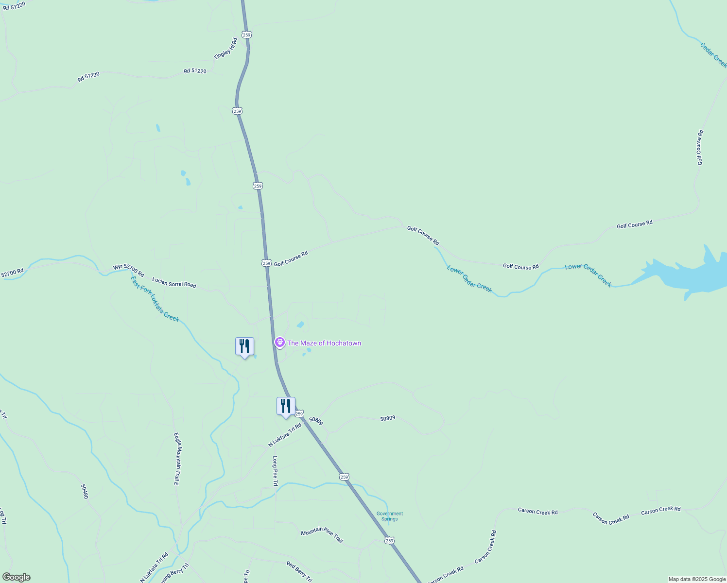 map of restaurants, bars, coffee shops, grocery stores, and more near 261 Stillhouse Road in Broken Bow