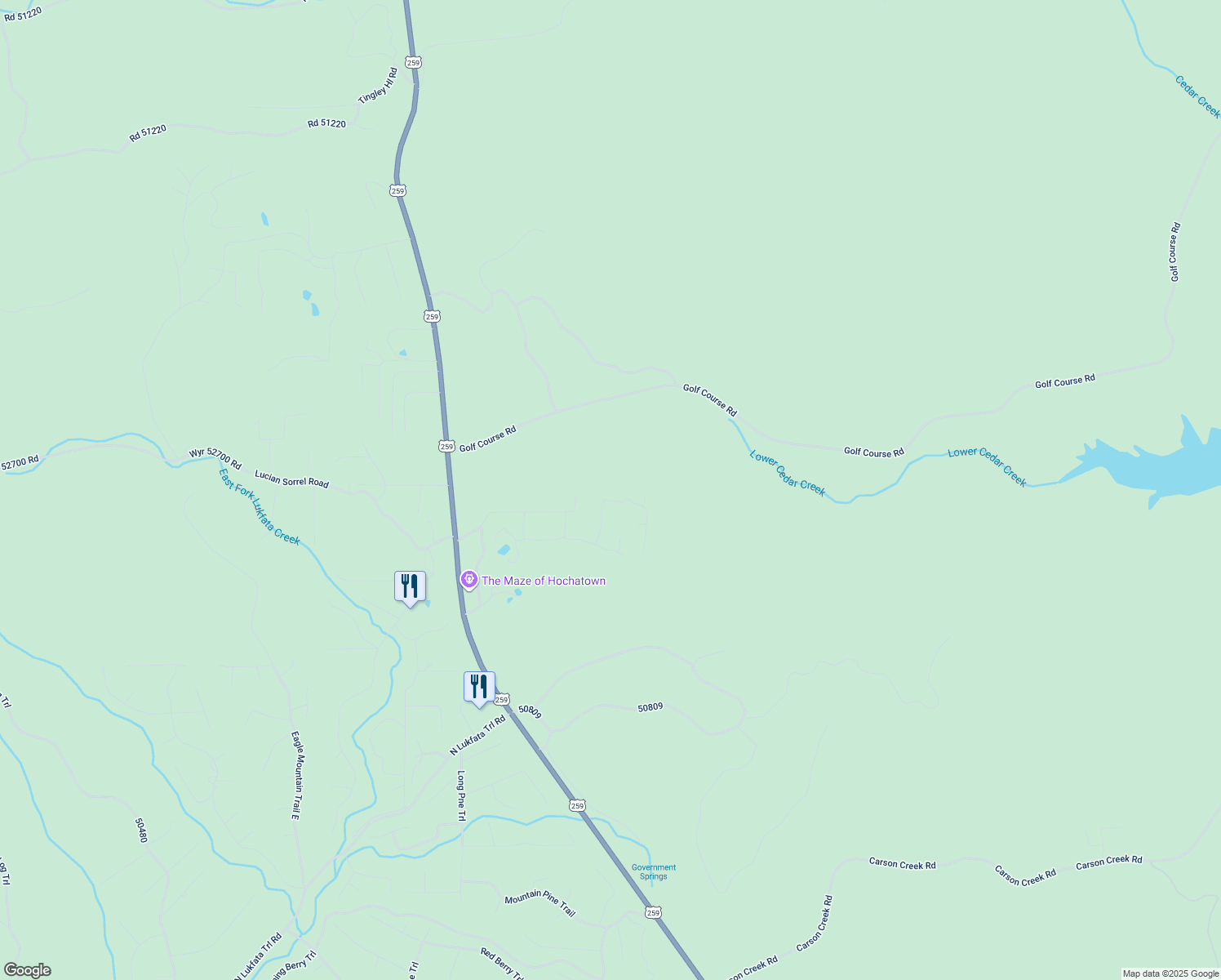 map of restaurants, bars, coffee shops, grocery stores, and more near 261 Stillhouse Road in Broken Bow