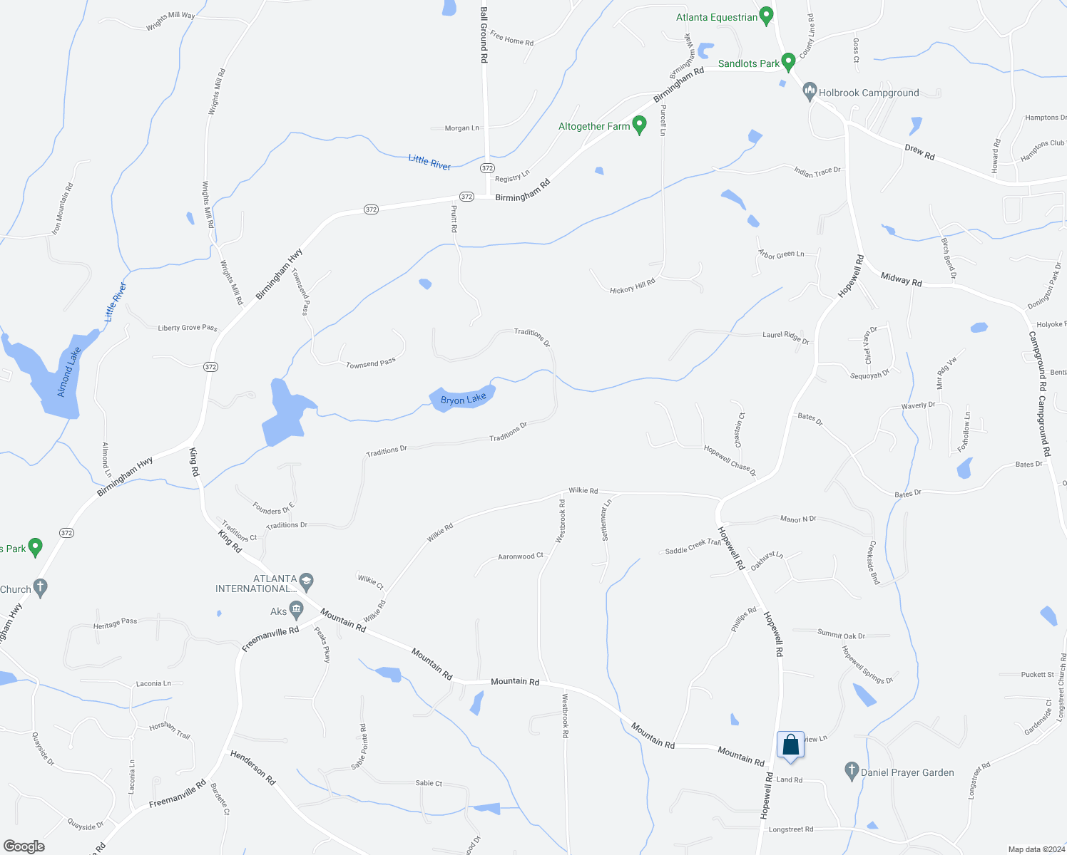 map of restaurants, bars, coffee shops, grocery stores, and more near 252 Traditions Drive in Alpharetta