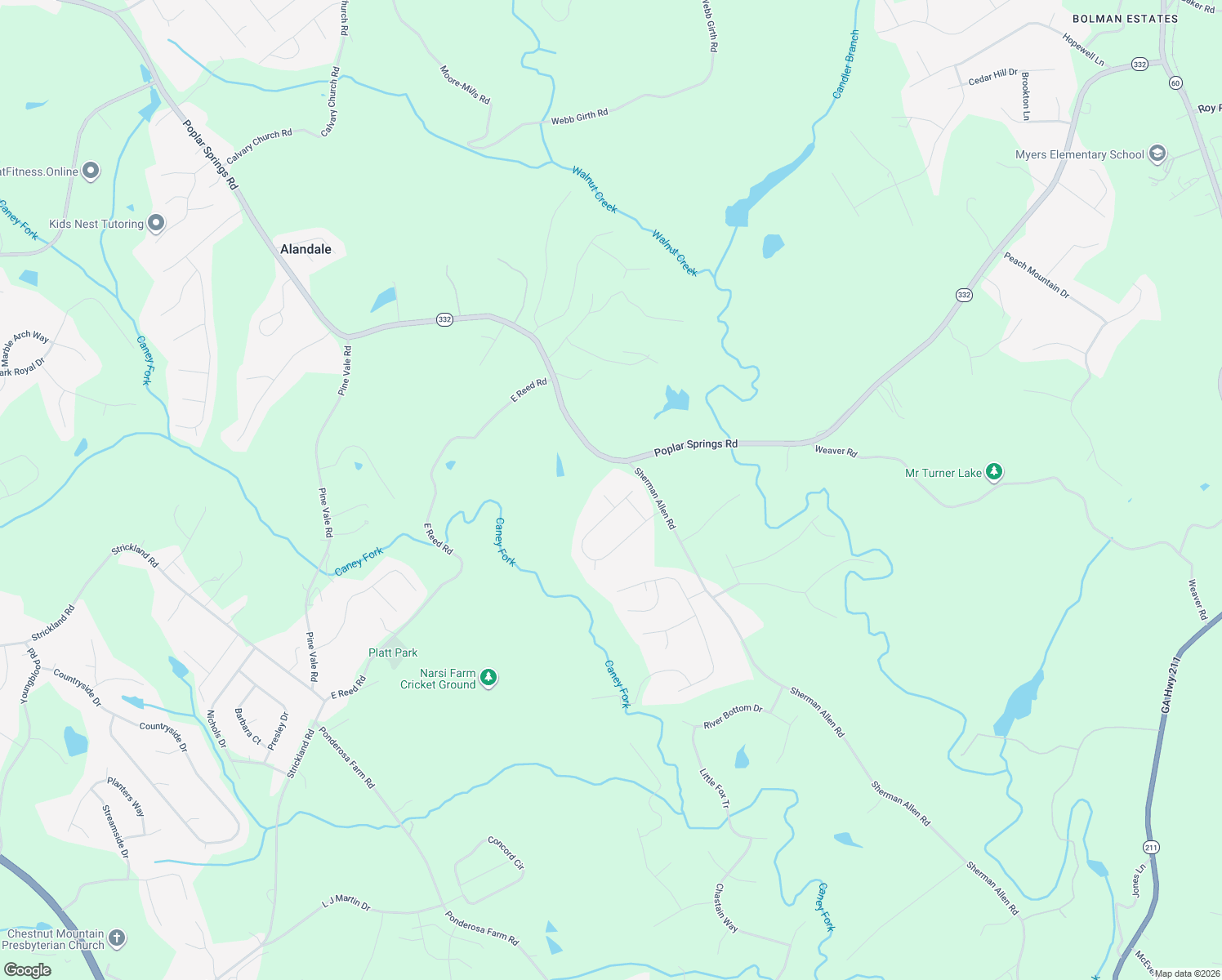 map of restaurants, bars, coffee shops, grocery stores, and more near 4598 Sweetbriar Court in Gainesville