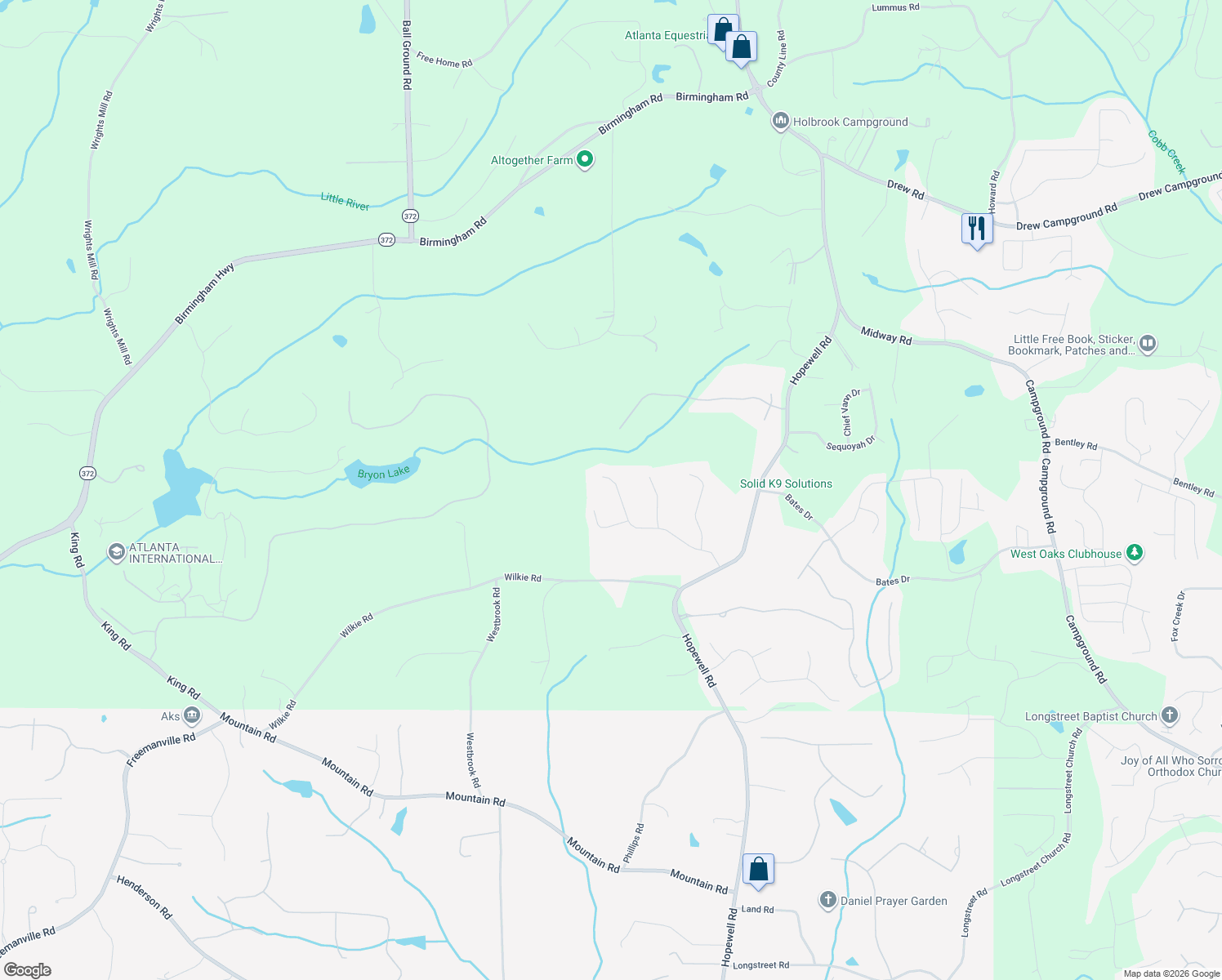 map of restaurants, bars, coffee shops, grocery stores, and more near 3330 Hopewell Chase Drive in Alpharetta