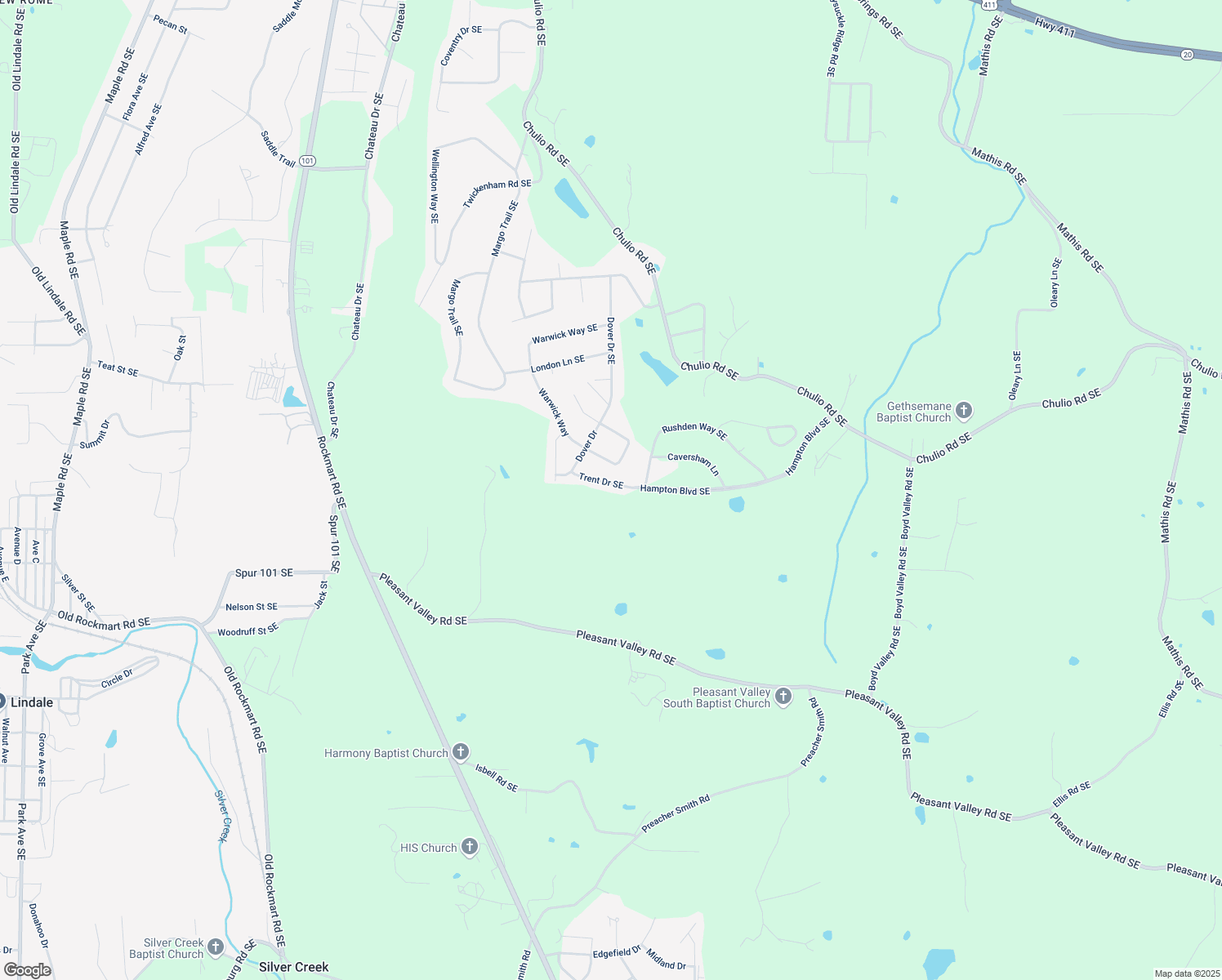 map of restaurants, bars, coffee shops, grocery stores, and more near 12 Trent Drive Southeast in Rome