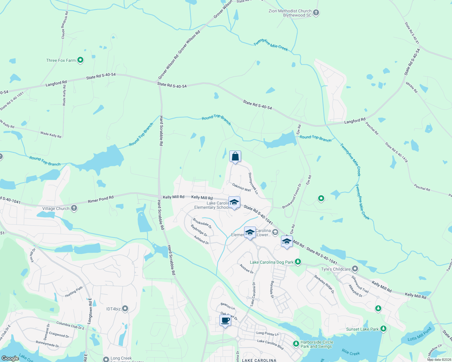 map of restaurants, bars, coffee shops, grocery stores, and more near 120 Stonebrook Drive in Blythewood