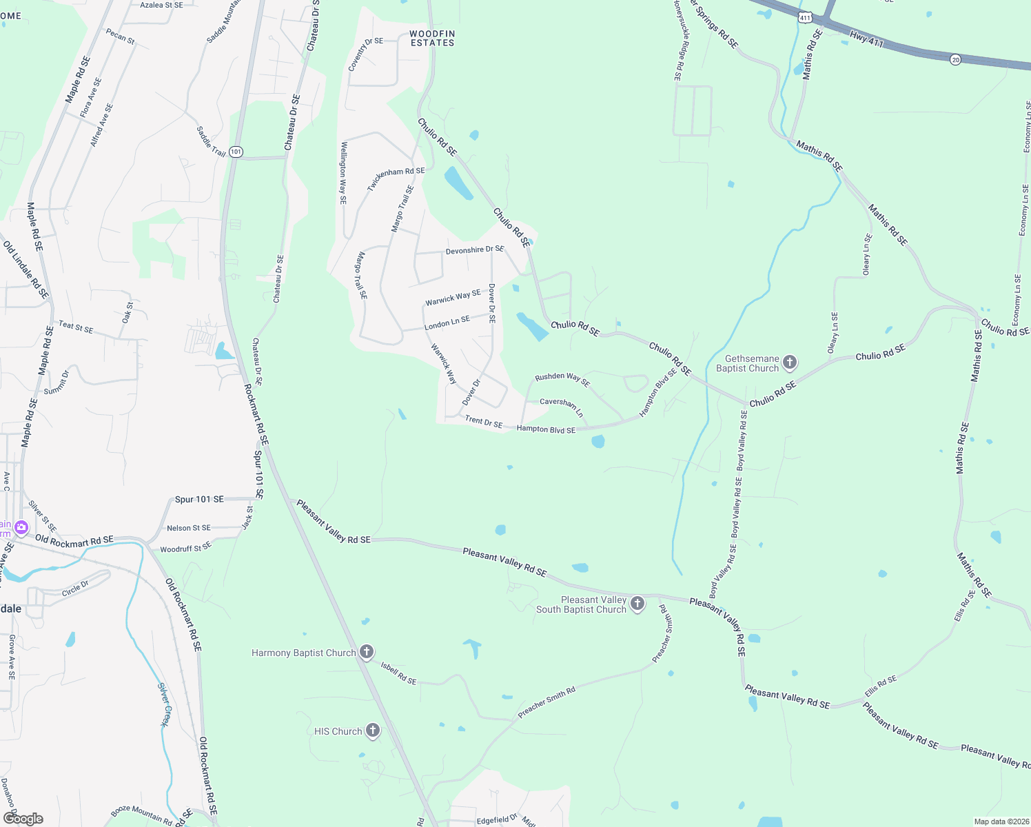map of restaurants, bars, coffee shops, grocery stores, and more near 3 Rushden Way Southeast in Rome